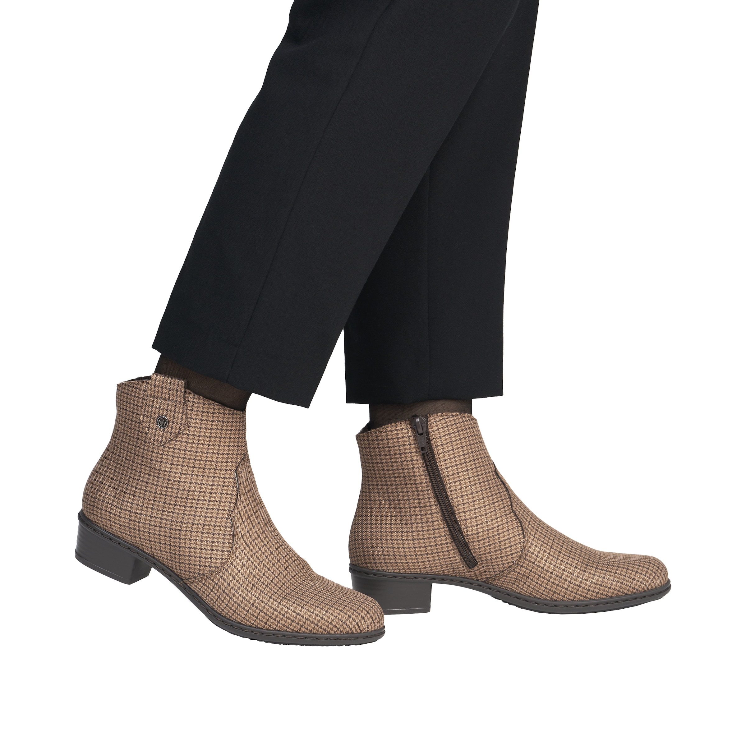 Rieker Stiefelette  in karierter Optik, mit seitlichem Reißverschluss