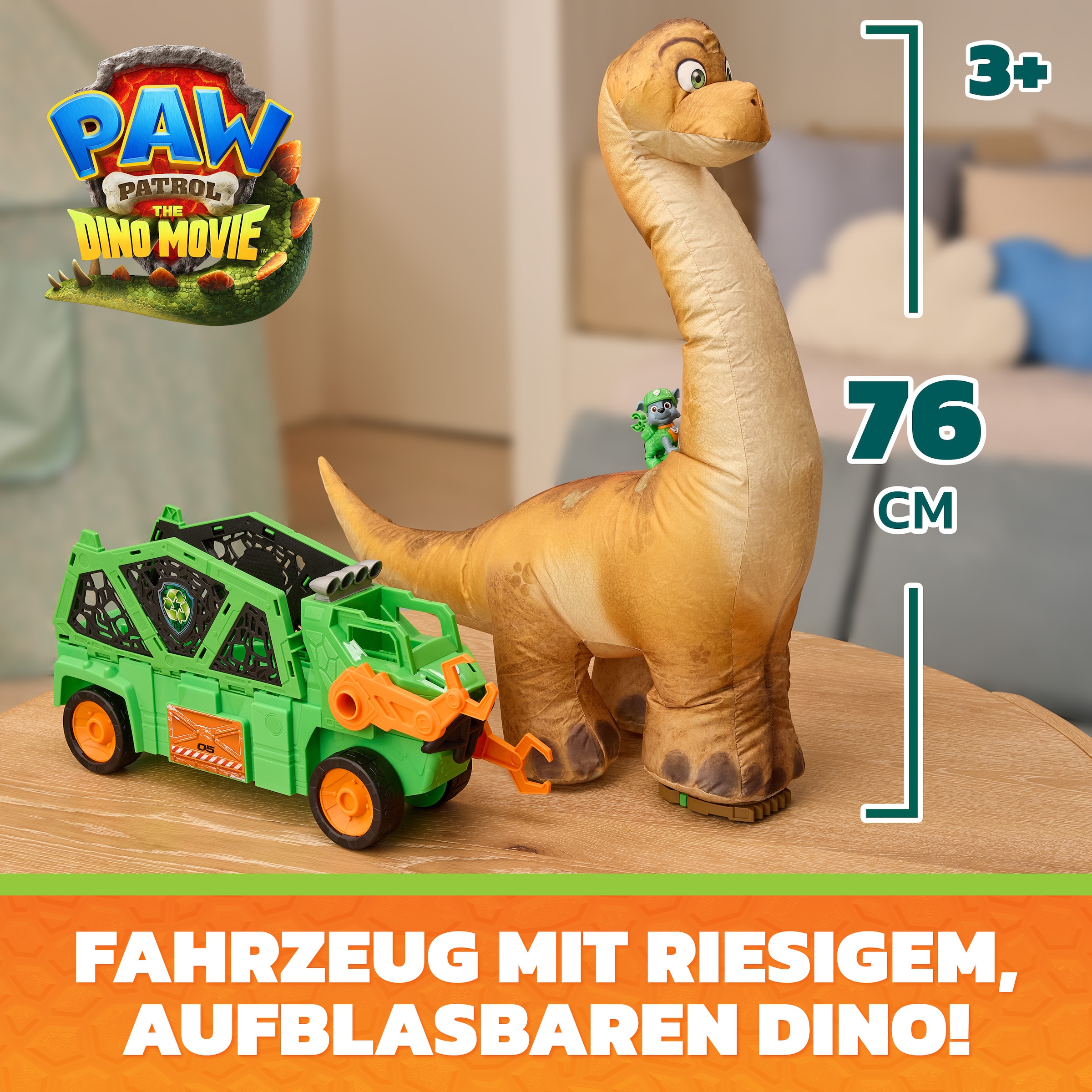 Spin Master Spielzeug-Auto »PAW Patrol: Der Dino Film, Rockys Megasaurus Transport-Fahrzeug« mit Lichteffekt