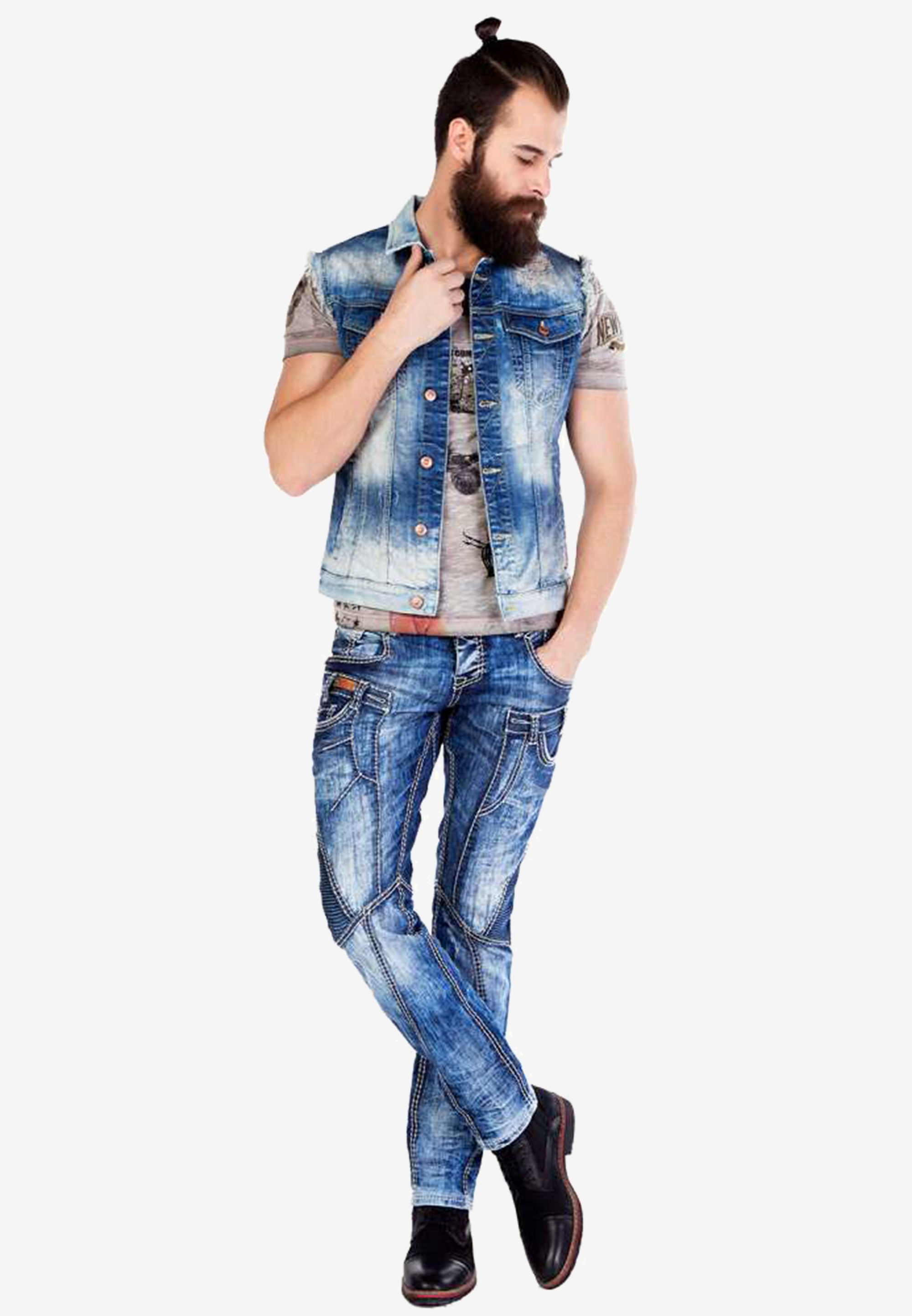 Cipo & Baxx Jeansweste, im modischen Used-Look