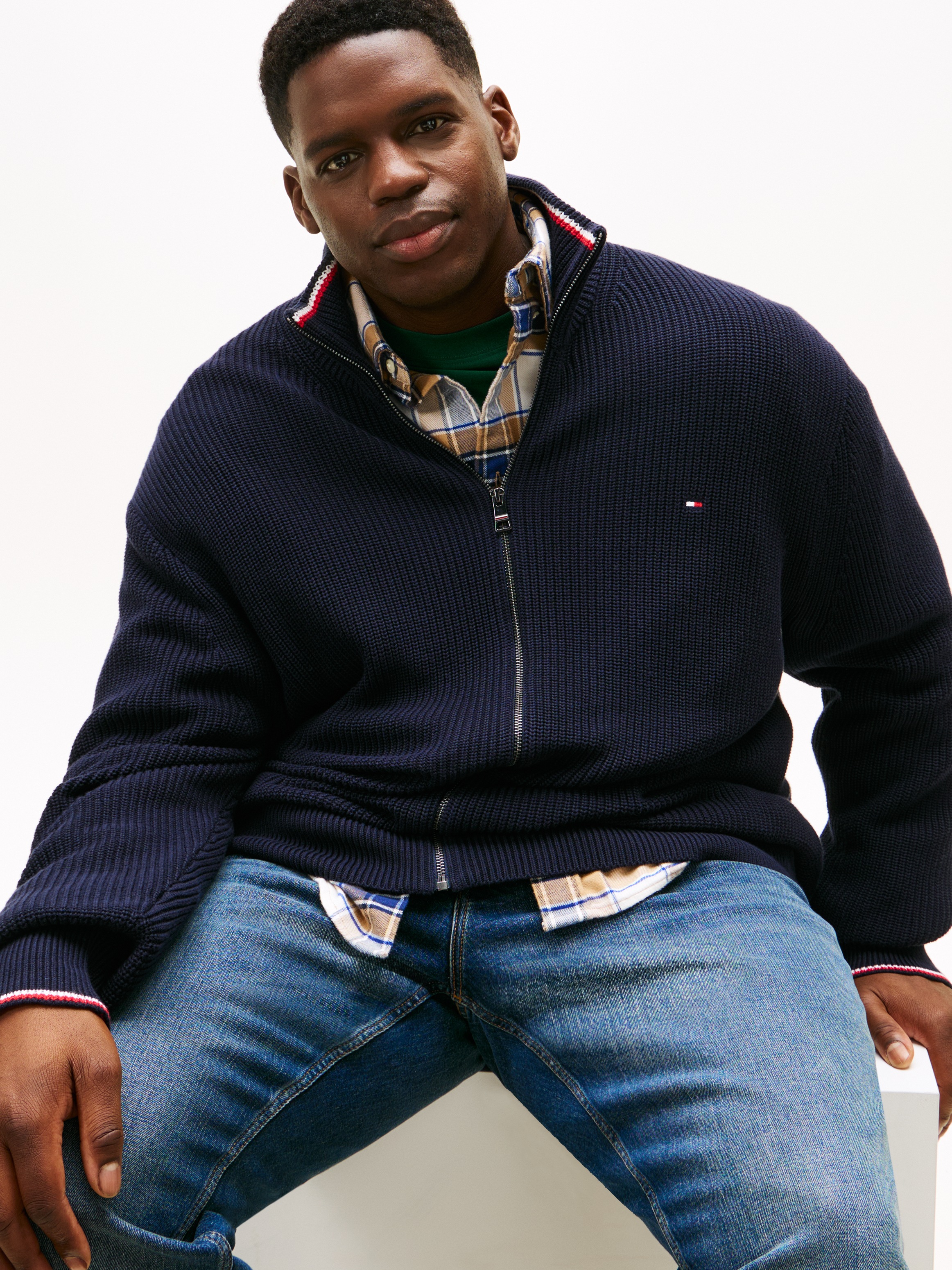 Tommy Hilfiger Big & Tall Strickjacke "BT-RWB RIB ZIP THROUGHB", Große Größ günstig online kaufen