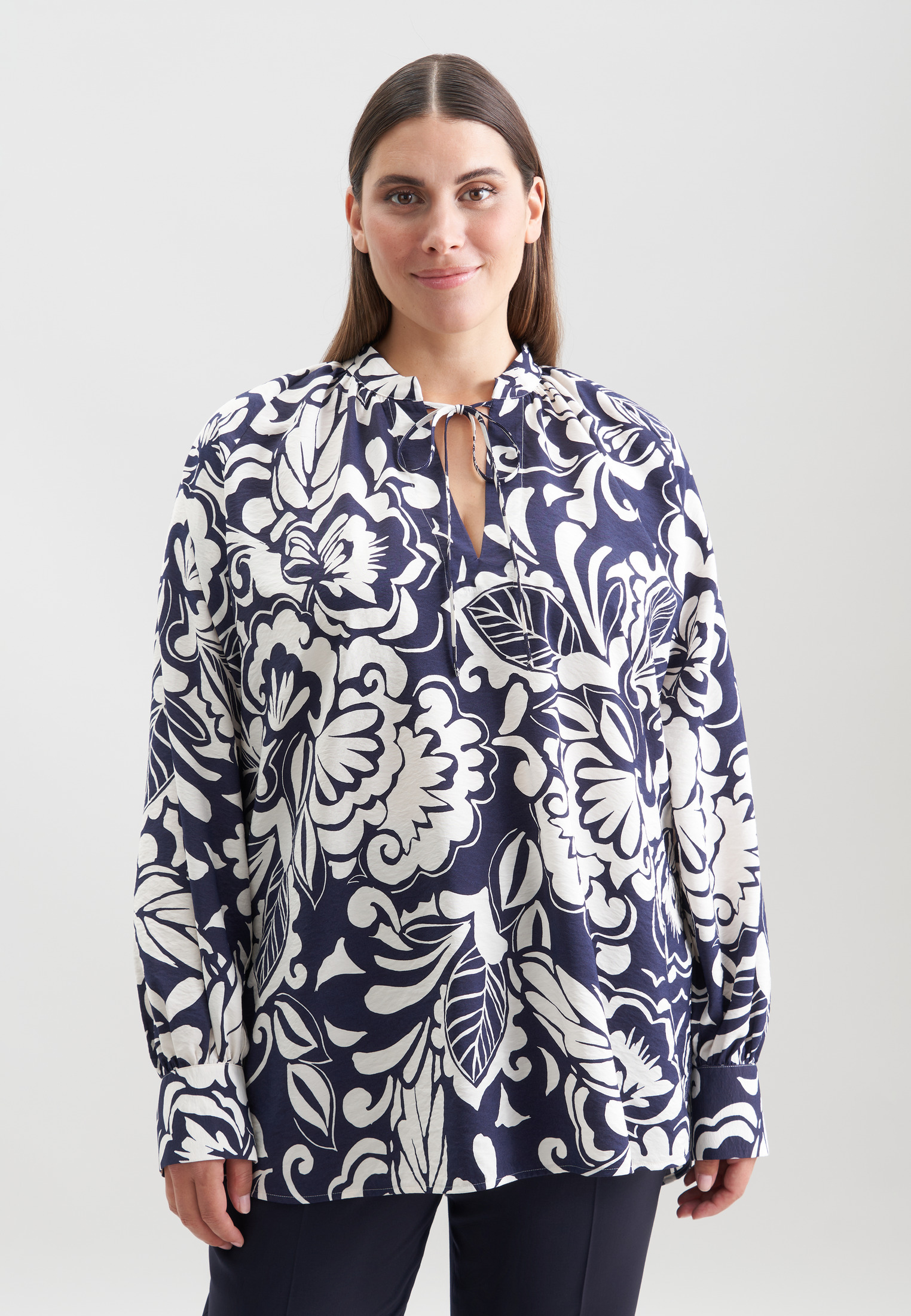 seidensticker Schlupfbluse "Schwarze Rose" 1/1 V-Neck Druck