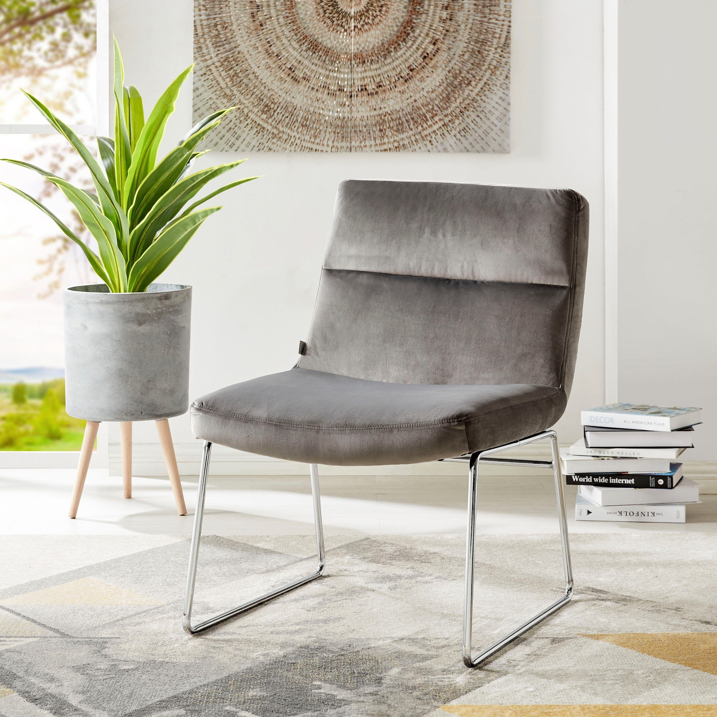andas Sessel "Gil, Loungesessel Wohnzimmer," Samtvelours Bezug, in drei Far günstig online kaufen