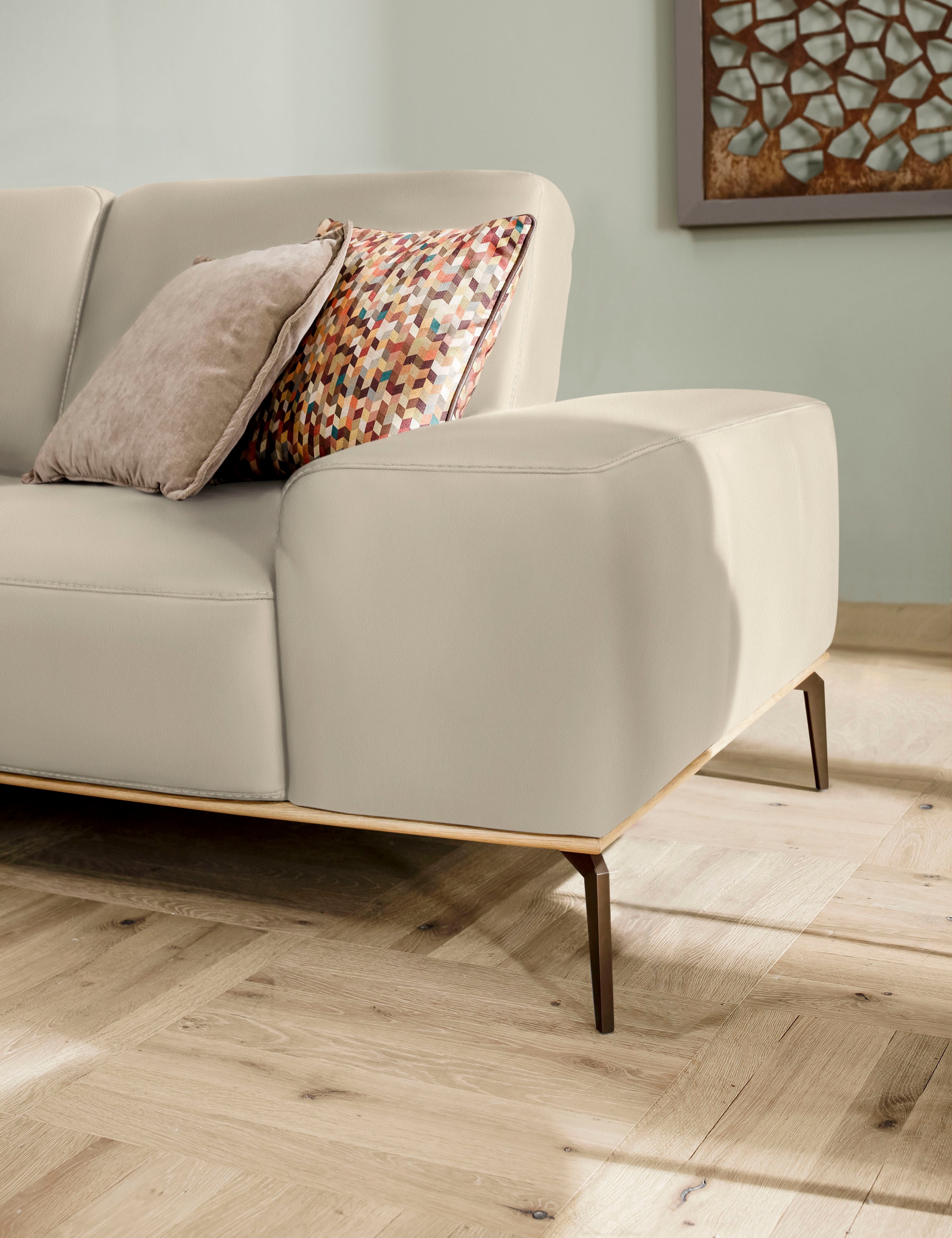 W.SCHILLIG Ecksofa »run, Designsofa mit tollem Sitzkomfort, bequem, L-Form«, mit Holzsockel, Füße in Bronze pulverbeschichtet, Breite 279 cm
