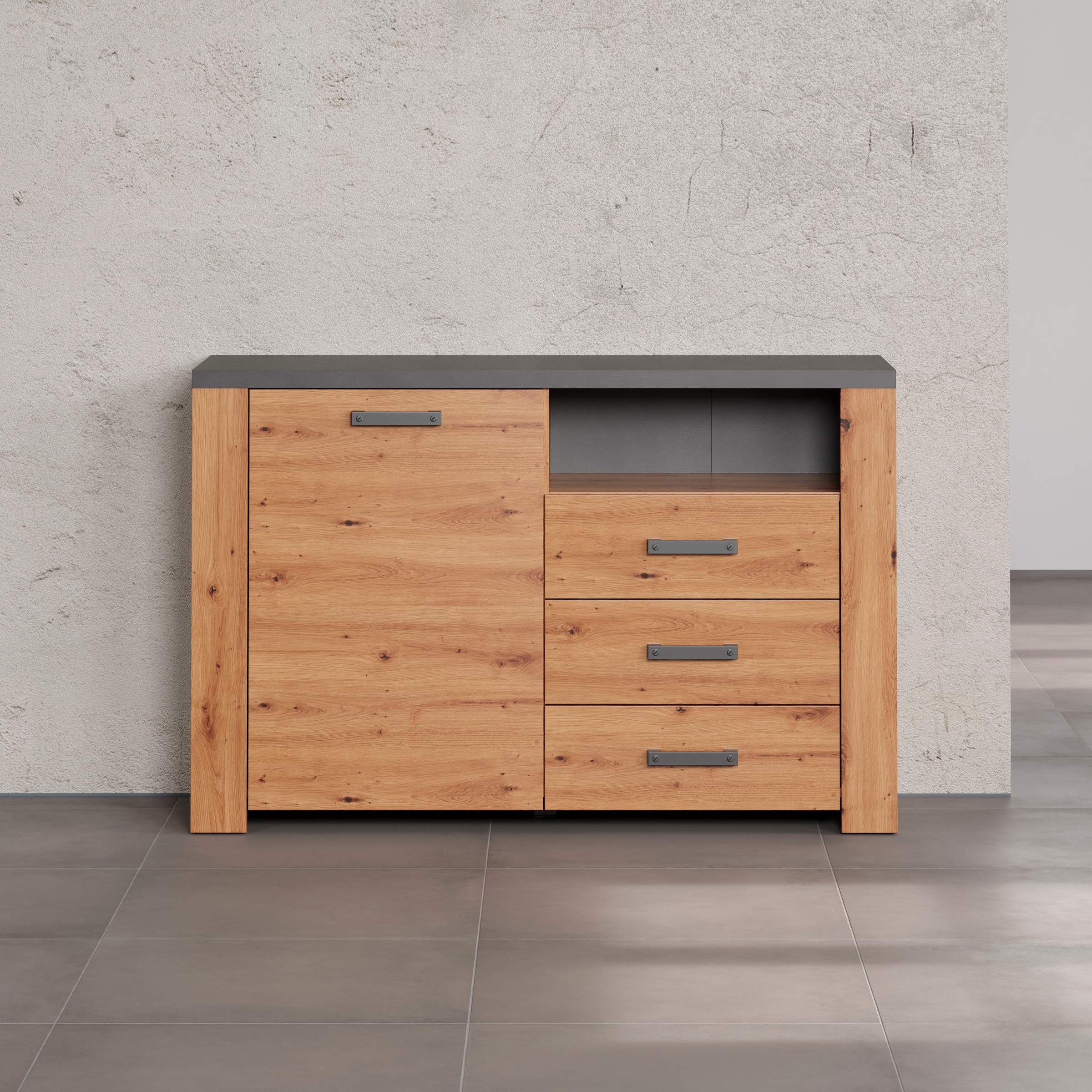 BAUR 127x83 BxH: cm, | Echtholzoptik, Maße (1 »Ambres«, Sideboard affaire matte St.), Home ca. TV Schrank, Eiche