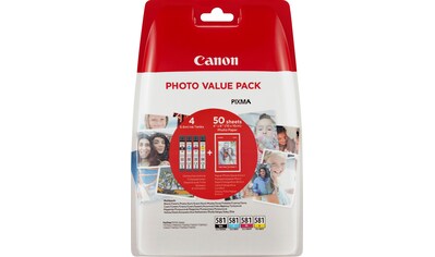 Canon Tintenpatrone »CLI-581 B/C/M/Y Tinten + Fotopapier – Value Pack«, (Spar-Set),... kaufen