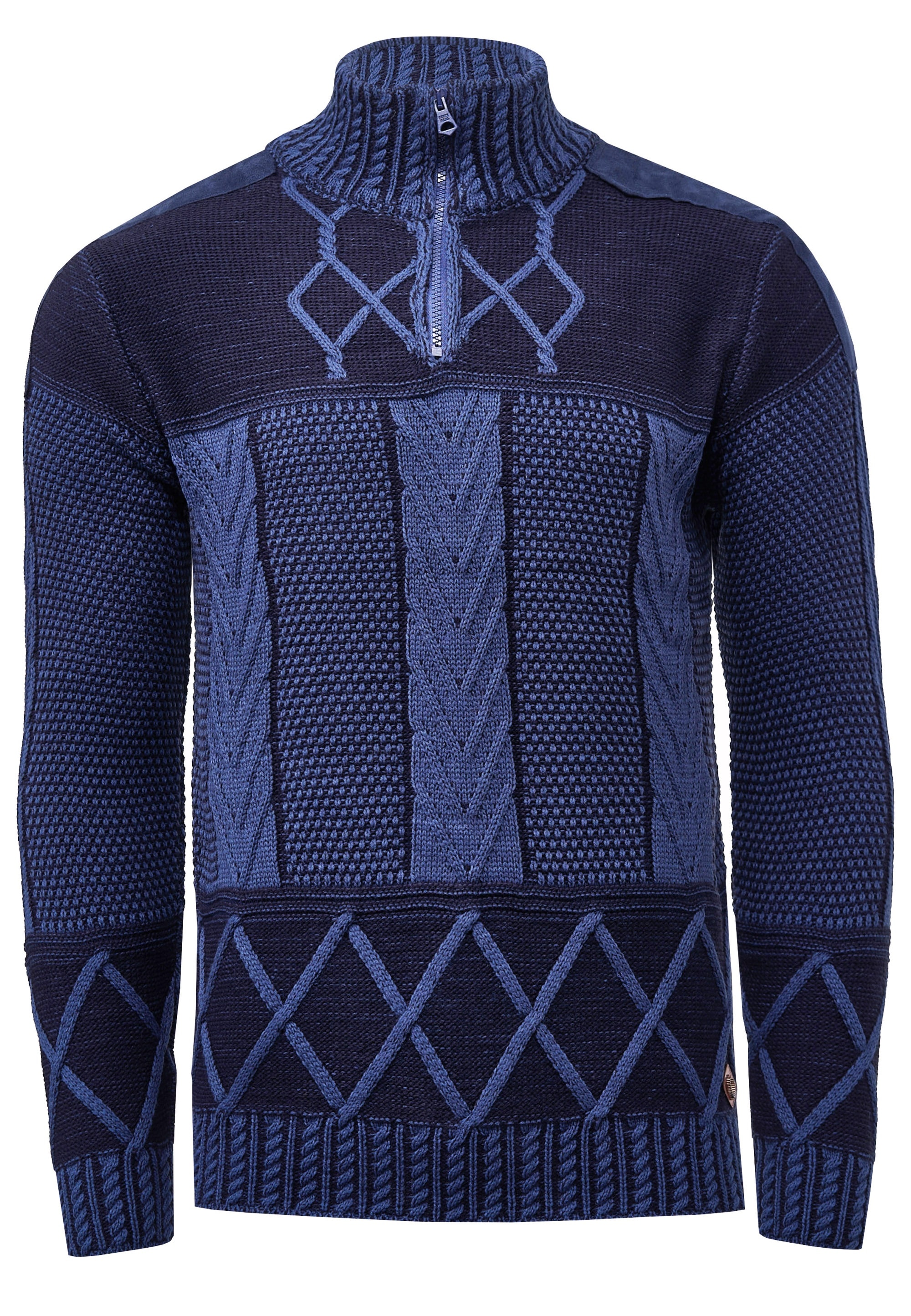 Rusty Neal Strickpullover, mit Stehkragen und Reißverschluss