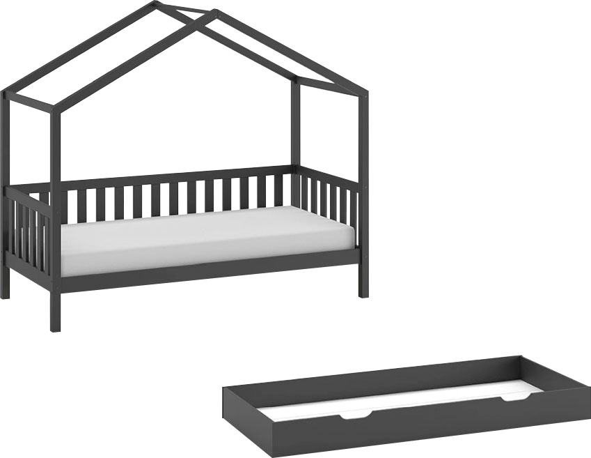 Vipack Hausbett "Dallas, mit Dachaufbau, Kiefer massiv, stabil gebaut", (B/ günstig online kaufen