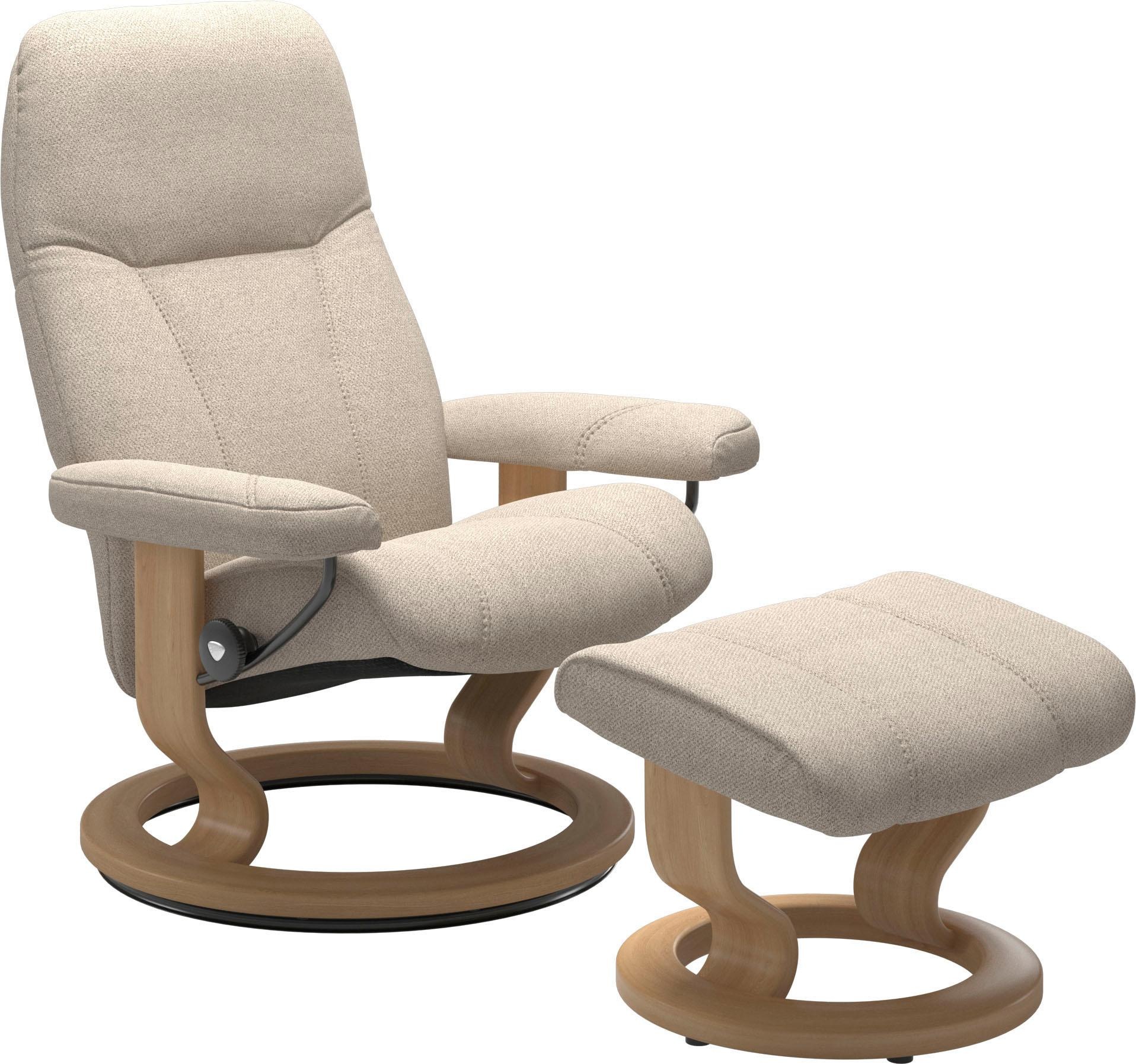 Stressless® Relaxsessel »Consul«, (Set, Relaxsessel mit Hocker), mit Hocker, mit Classic Base, Größe S, Gestell Eiche