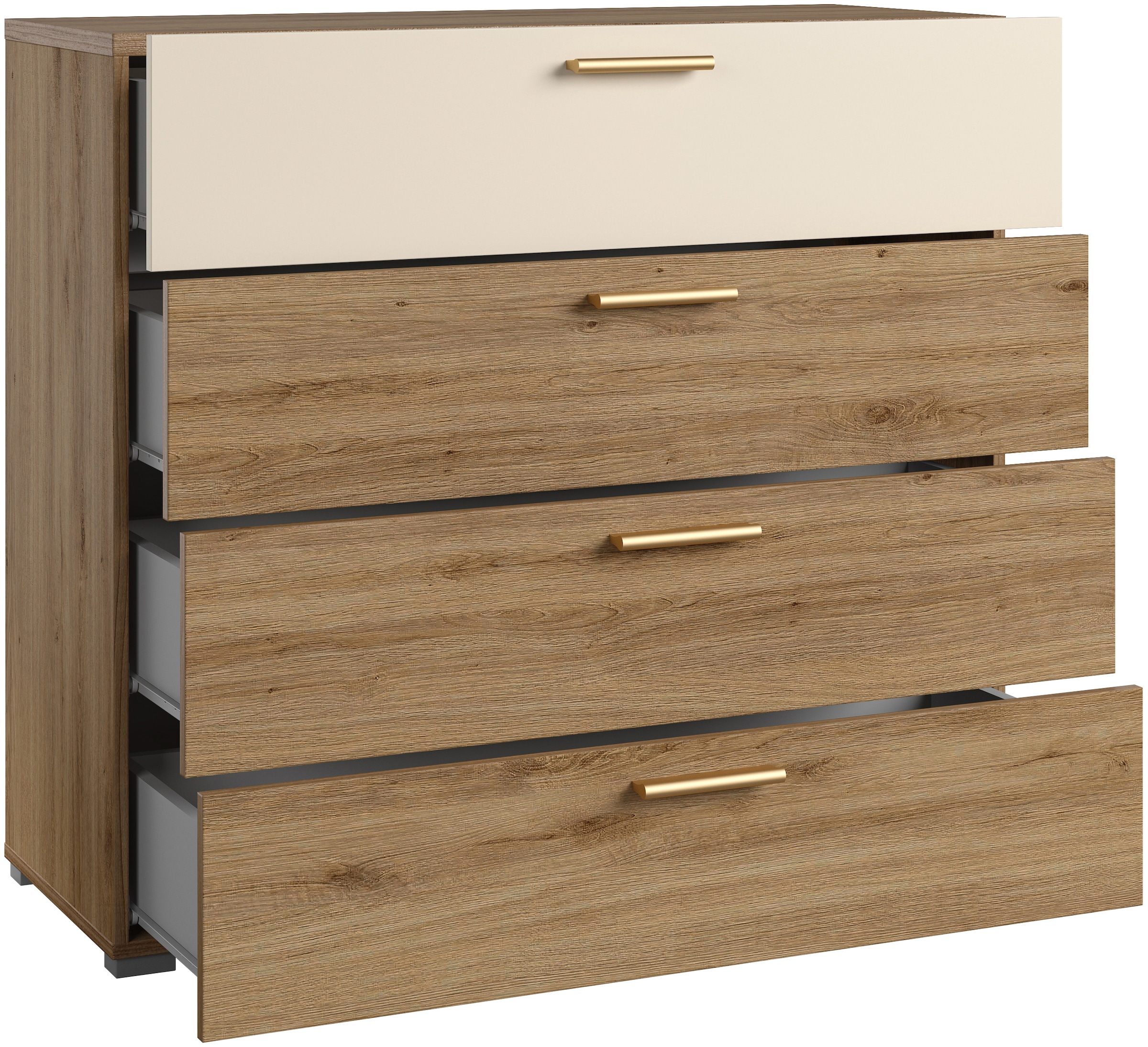 Home affaire Schubkastenkommode »Bitry, Breite 100 cm, Sideboard mit Schubladen, viel Stauraum«, Mehrzweckschrank fühlbare Struktur, Holzoptik