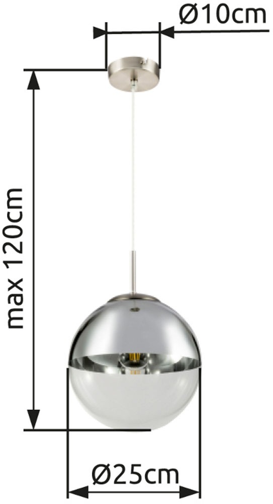 GLOBO LIGHTING Hängeleuchte »VARUS« E27 1 Stk. Hängeleuchte für Esszimmer Nickel matt