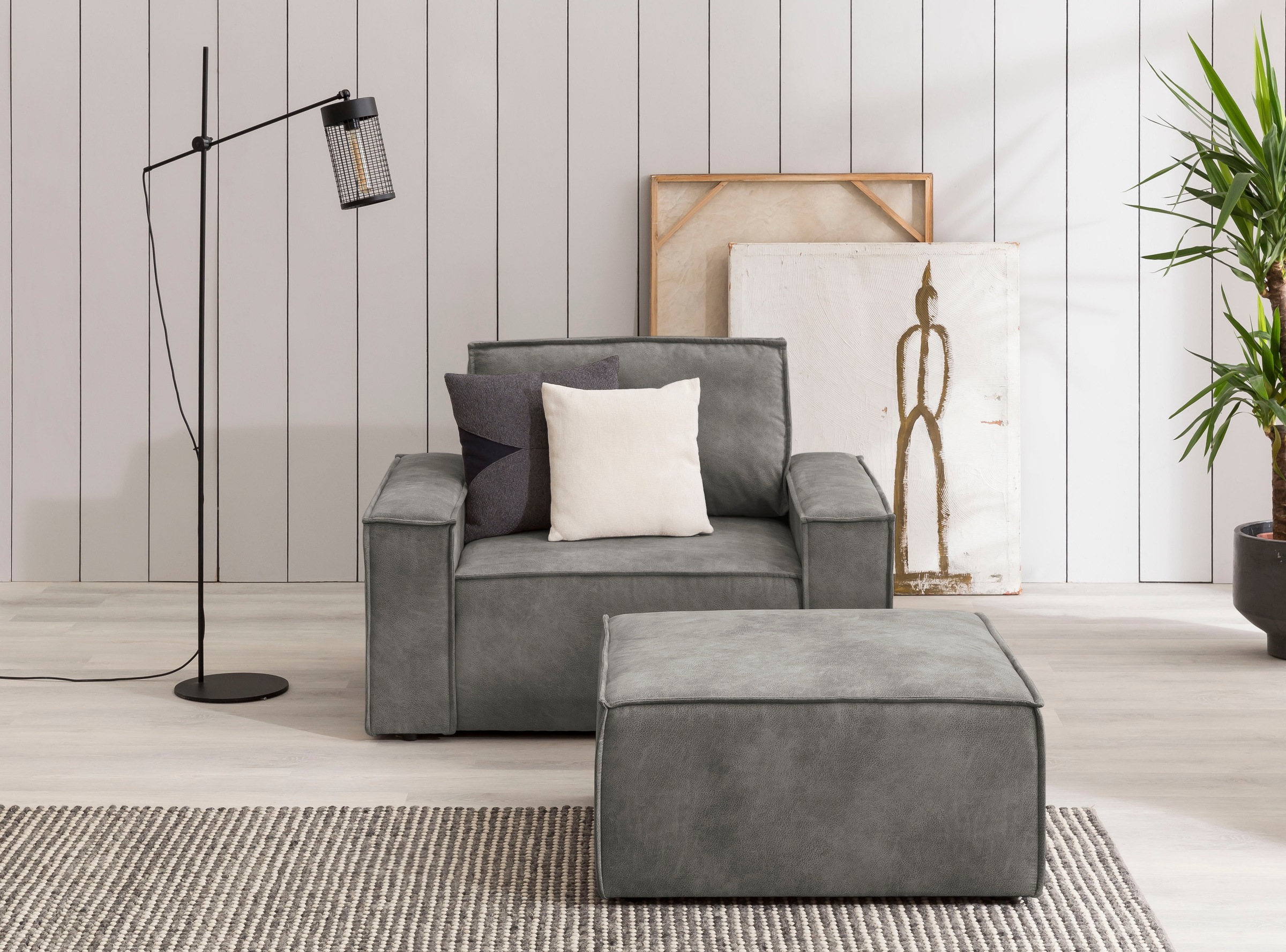 OTTO home Sessel "SHERWOOD Vintage Lederoptik Sessel-Set" Loveseat und Hocker im Set, passend zur Polster-Serie SHERWOOD