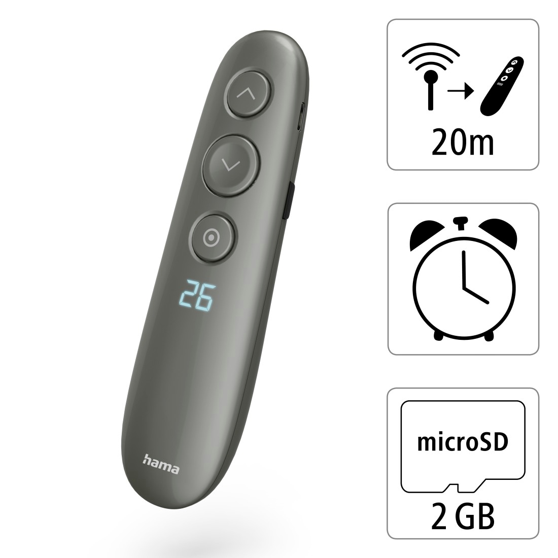 Hama Fernbedienung »Digitaler Laserpointer mit Spot-Illumination und Leselupe«, 20m Reichweite, digitaler Laserpointer, Spot-Illumination, Lupe, Timer