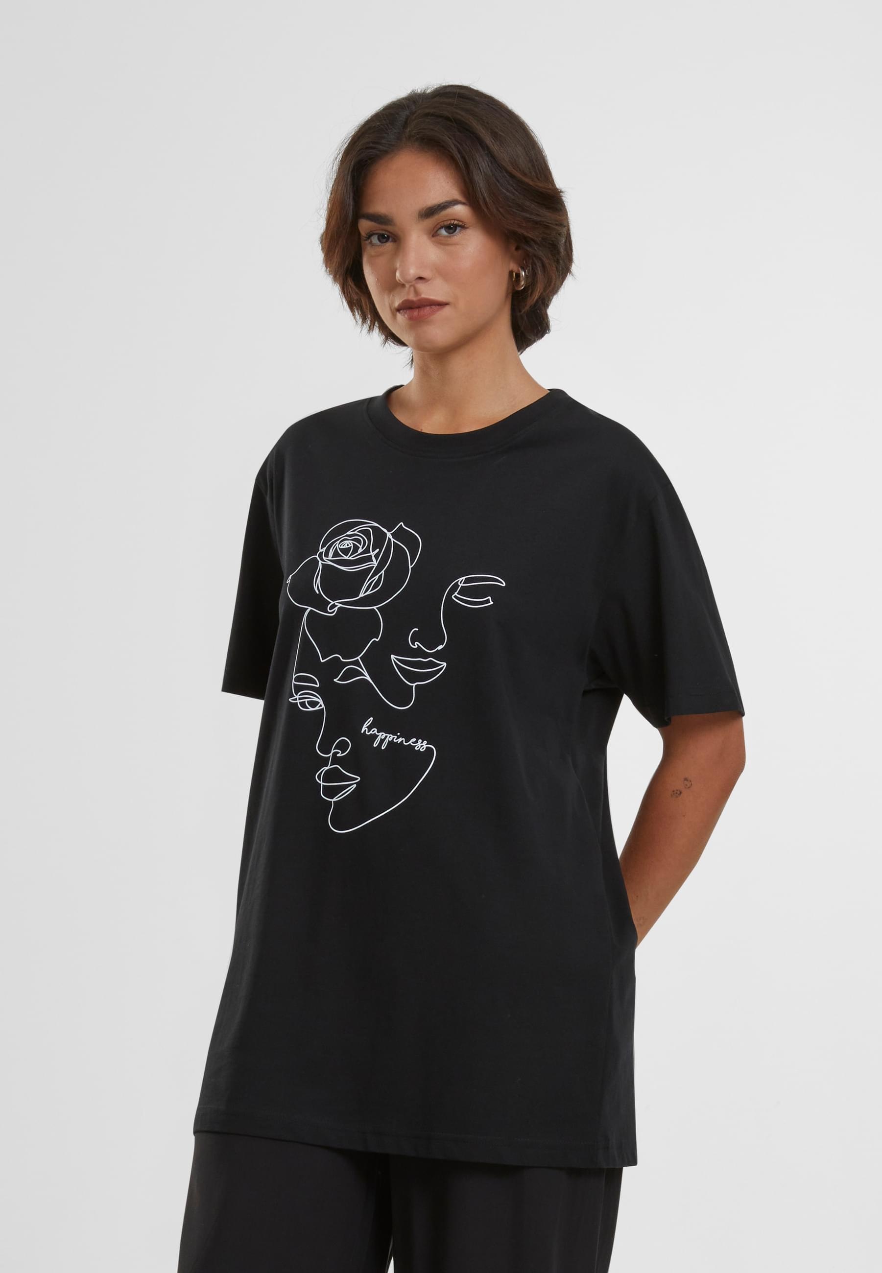 MisterTee T-Shirt »MisterTee Damen Ladies One Line Rose Tee«, (1 tlg.)