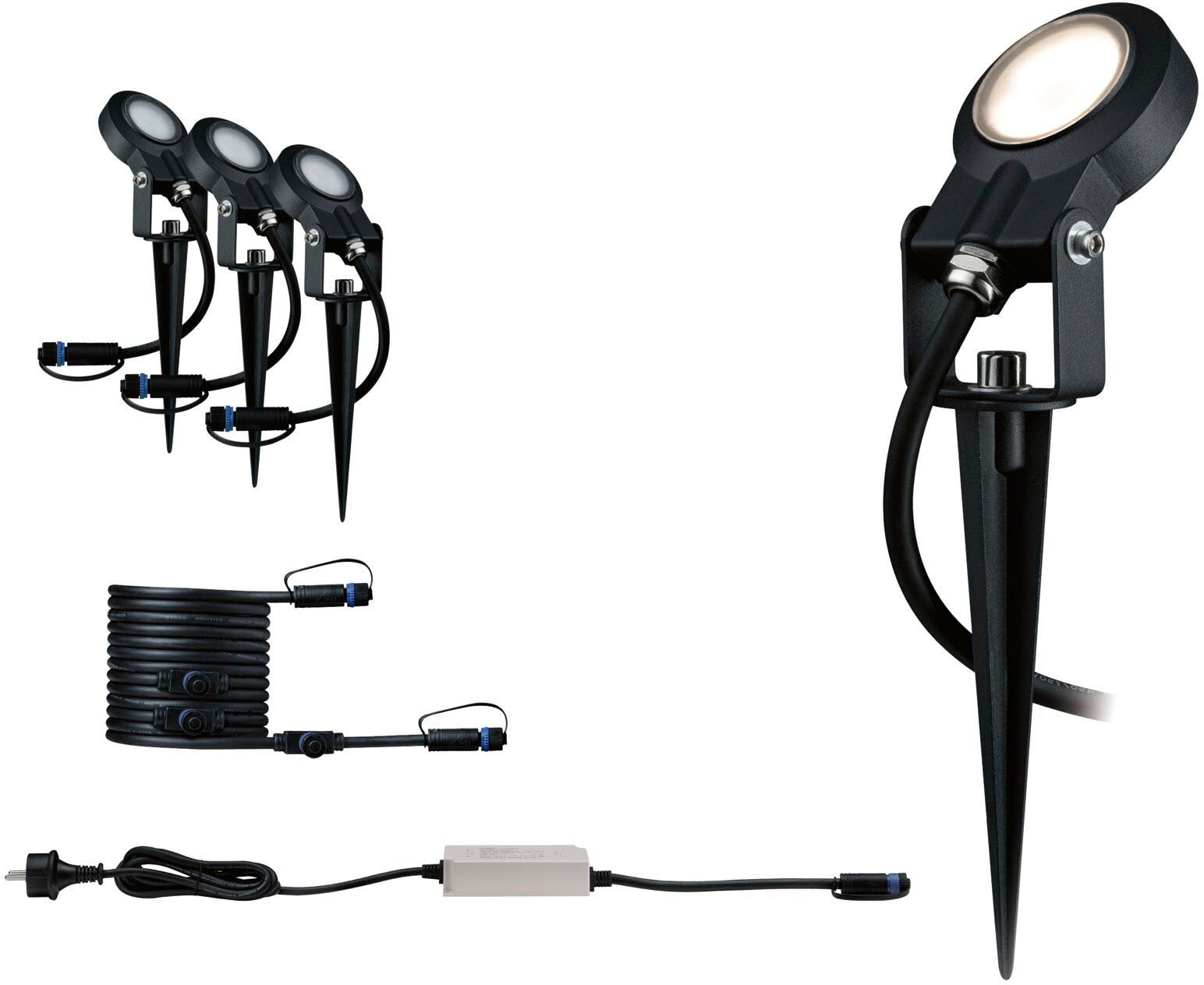 Paulmann LED Gartenstrahler »Plug & Shine«, 3 flammig-flammig, LED-Modul, IP67, 3000K