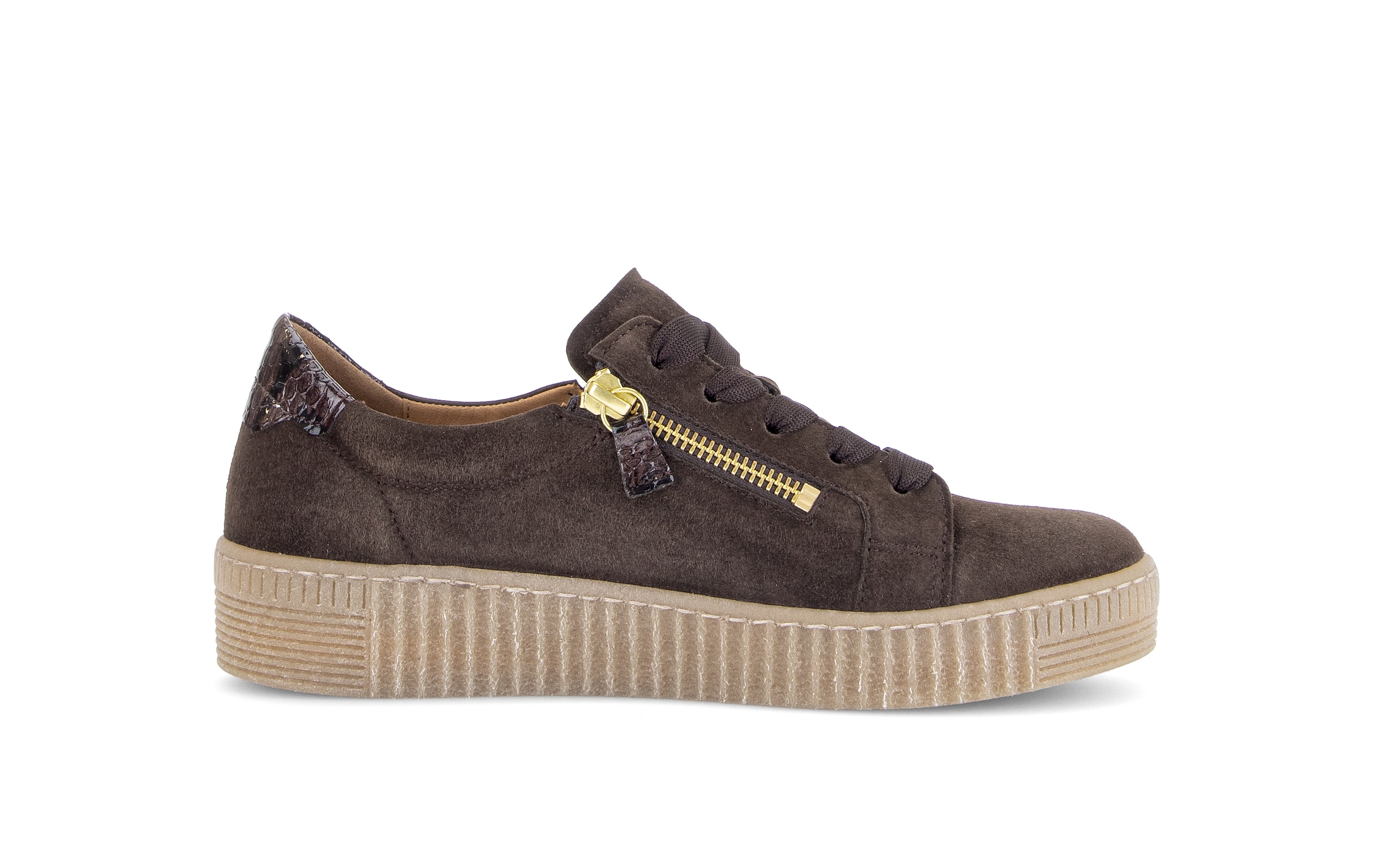Gabor Plateausneaker  Freizeitschuh, Halbschuh, Schnürschuh mit dezentem Fresenbesatz