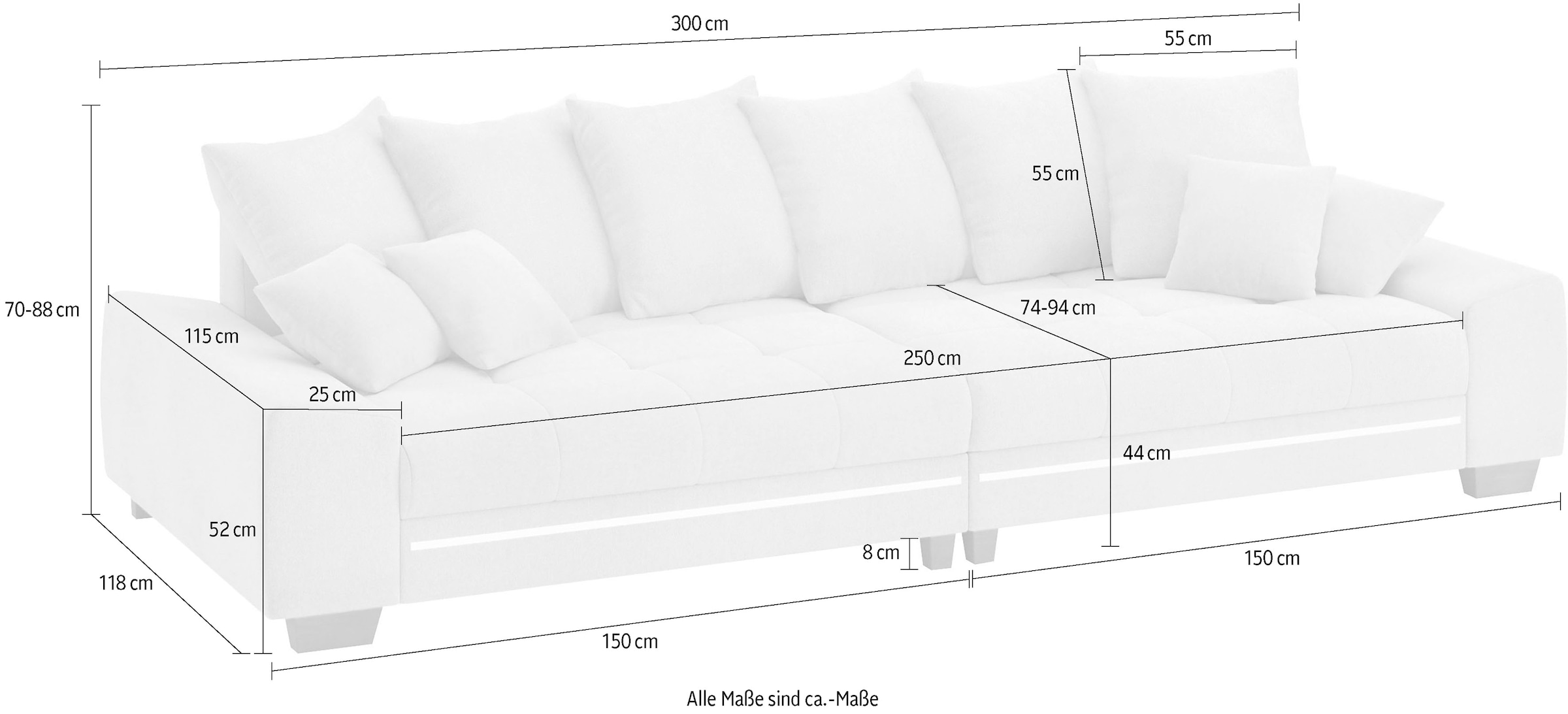 Mr. Couch Big-Sofa »Nikita II«, mit RGB-LED Beleuchtung, Kaltschaumpolsterung bis 140 kg belastbar