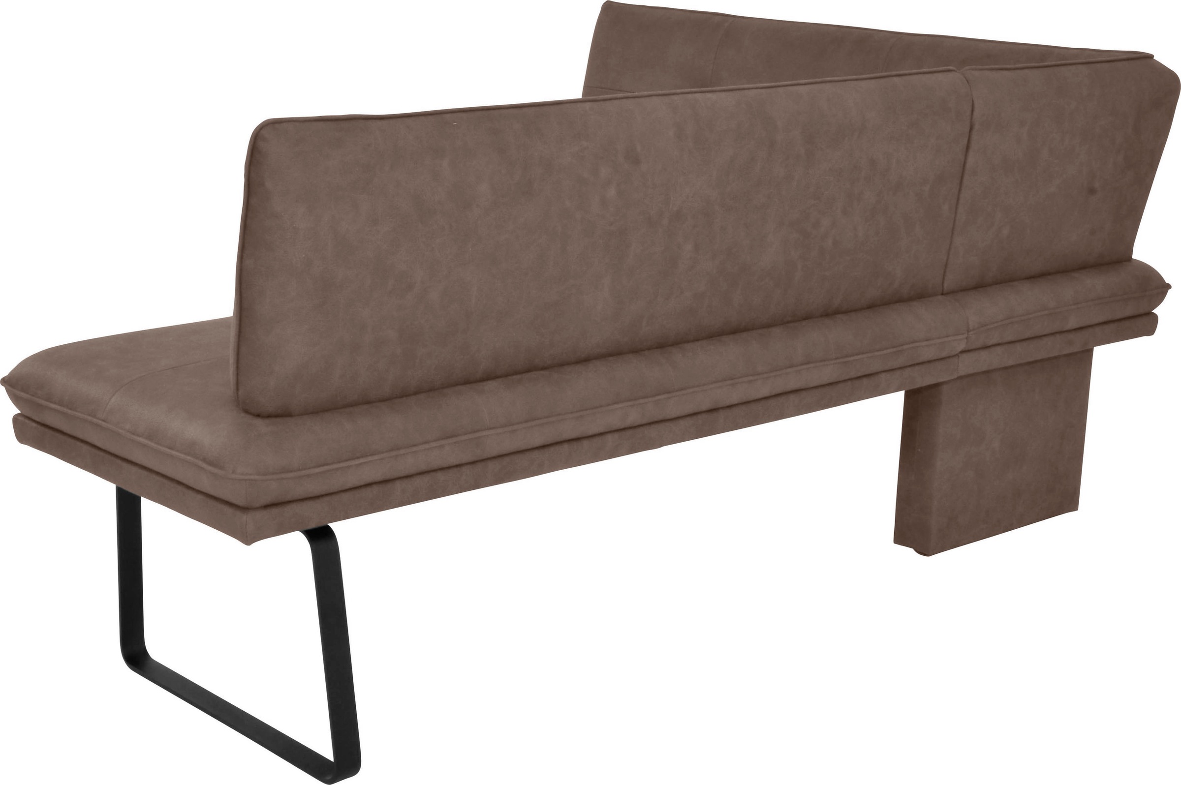Eckbank K+W KOMFORT & WOHNEN, braun (dunkelbraun), B:157cm H:87cm T:207cm, Sitzbänke, Eckbank, Polstereckbank in Spitzkissenoptik, Sitz und Rücken gesteppt 2