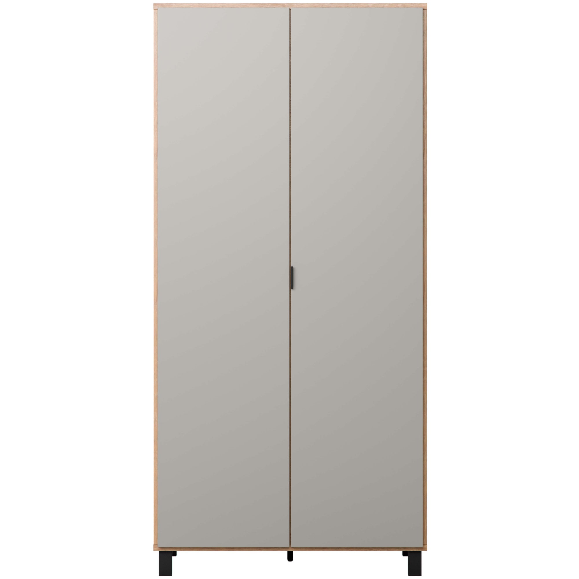 VOX Kleiderschrank »SIMPLE Garderobe, Wäscheschrank mit 5 Einlegeböden und 2 Kleiderstange«, mit 2 Drehtüren und schwarzen Griffen, Maße B/T/H: 92,5/57/189,5 cm