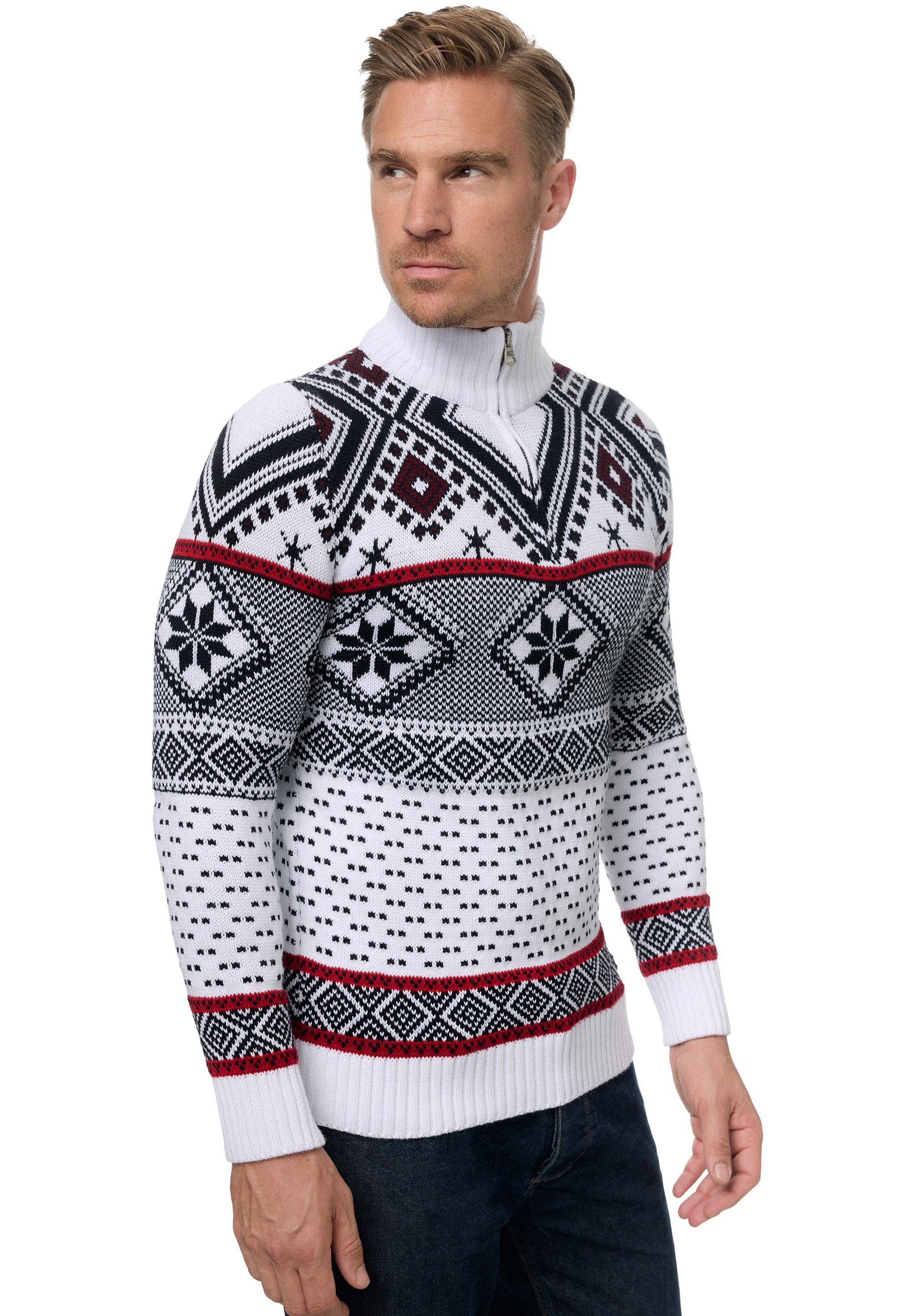 Rusty Neal Strickpullover, mit winterlichem Muster