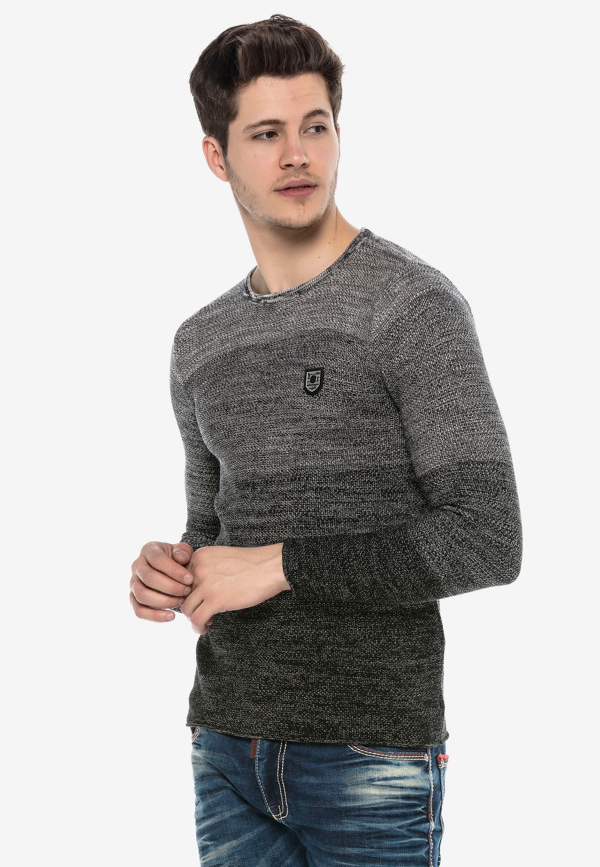 Cipo & Baxx Strickpullover, mit lässigem Rundhalsausschnitt