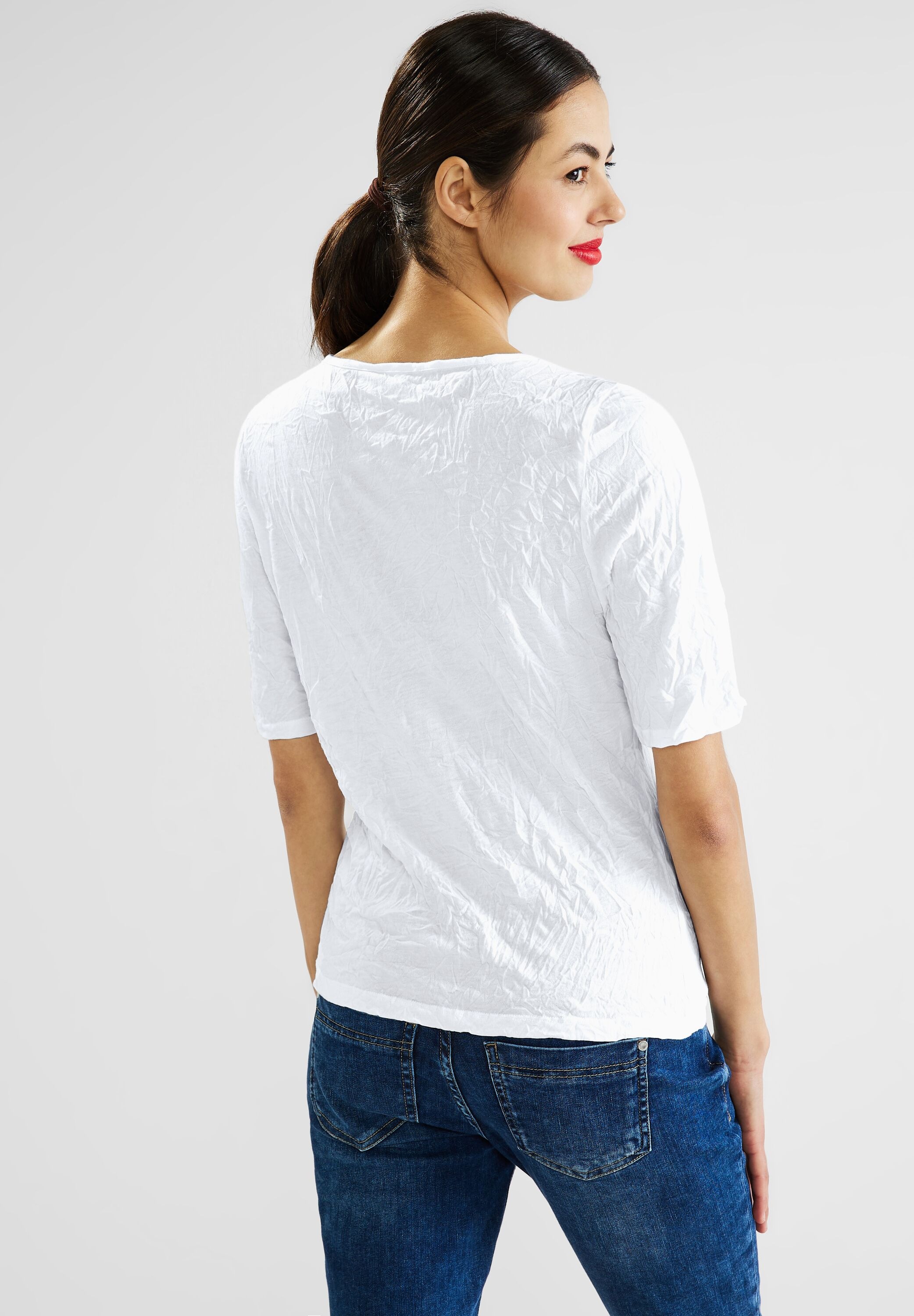 STREET ONE Rundhalsshirt aus softem Materialmix SV8158