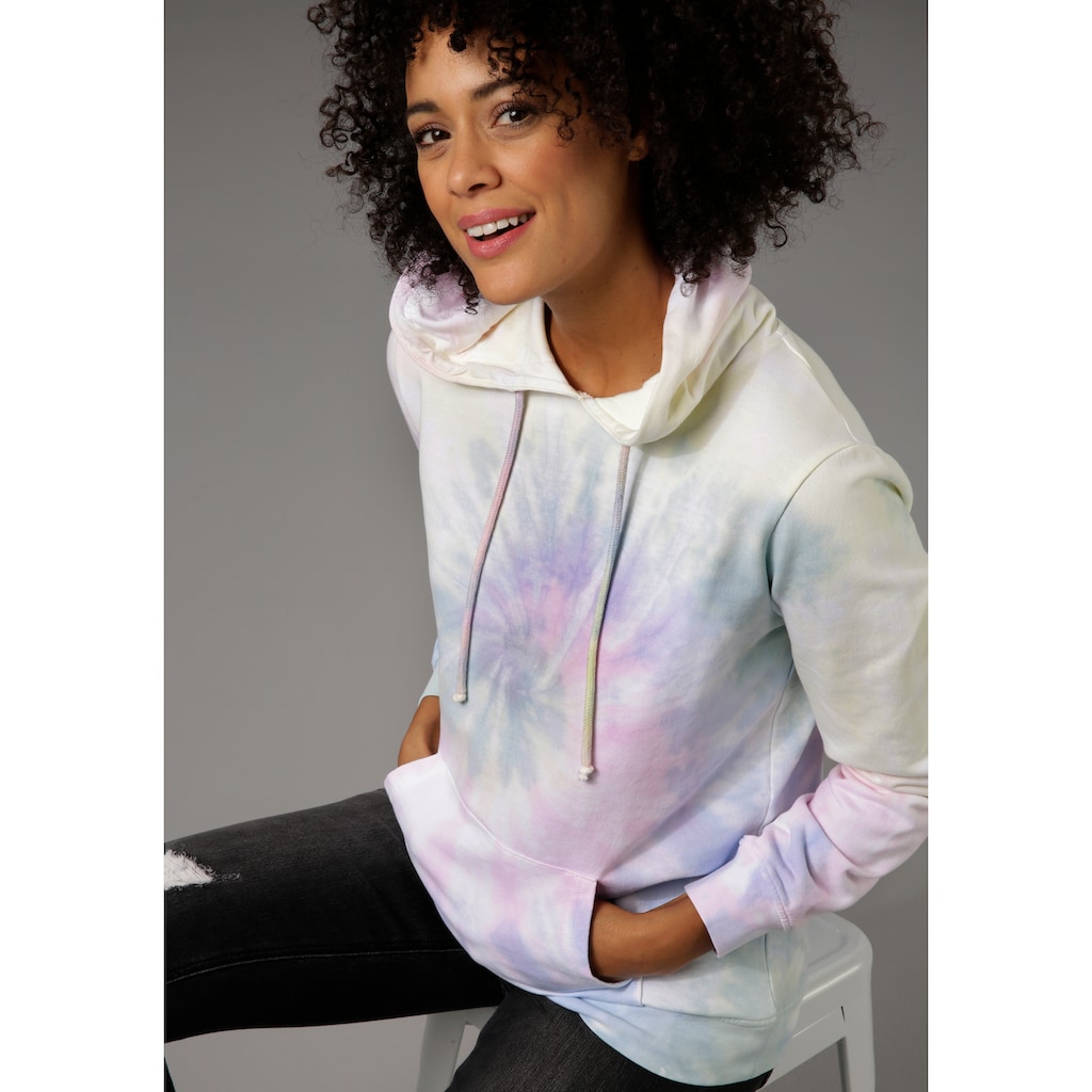 Aniston CASUAL Sweatshirt, mit pastellfarbenen Batik-Druck - NEUE KOLLEKTION