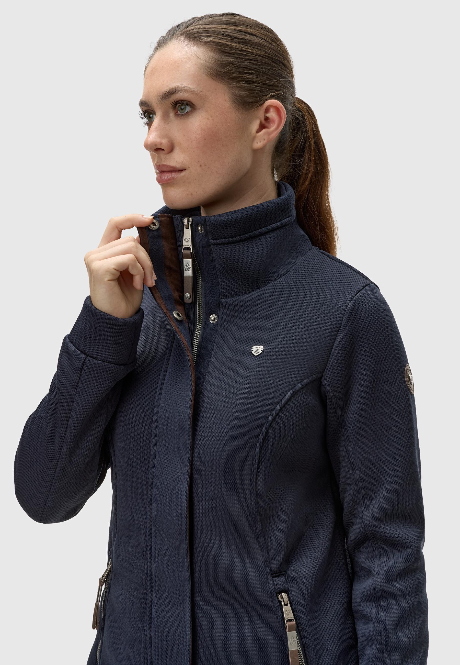 Ragwear Sweatjacke »Letrice Bonded«, Elegante Zip-Jacke mit hohem Kragen in Feinstrickoptik