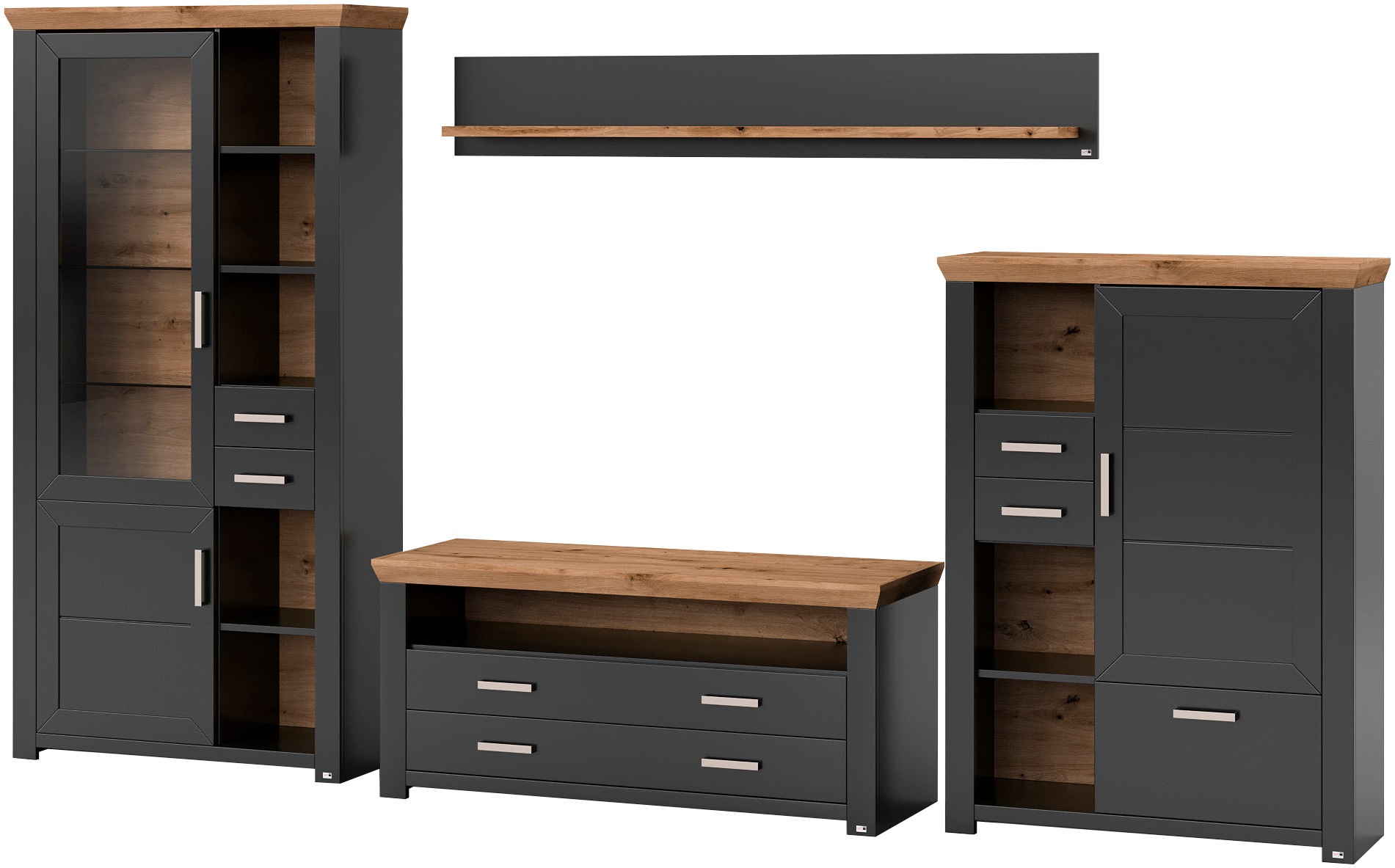 set one by Musterring Wohnwand "York" 4 Stk. tlg. Kombination mit 4 Teilen, günstig online kaufen