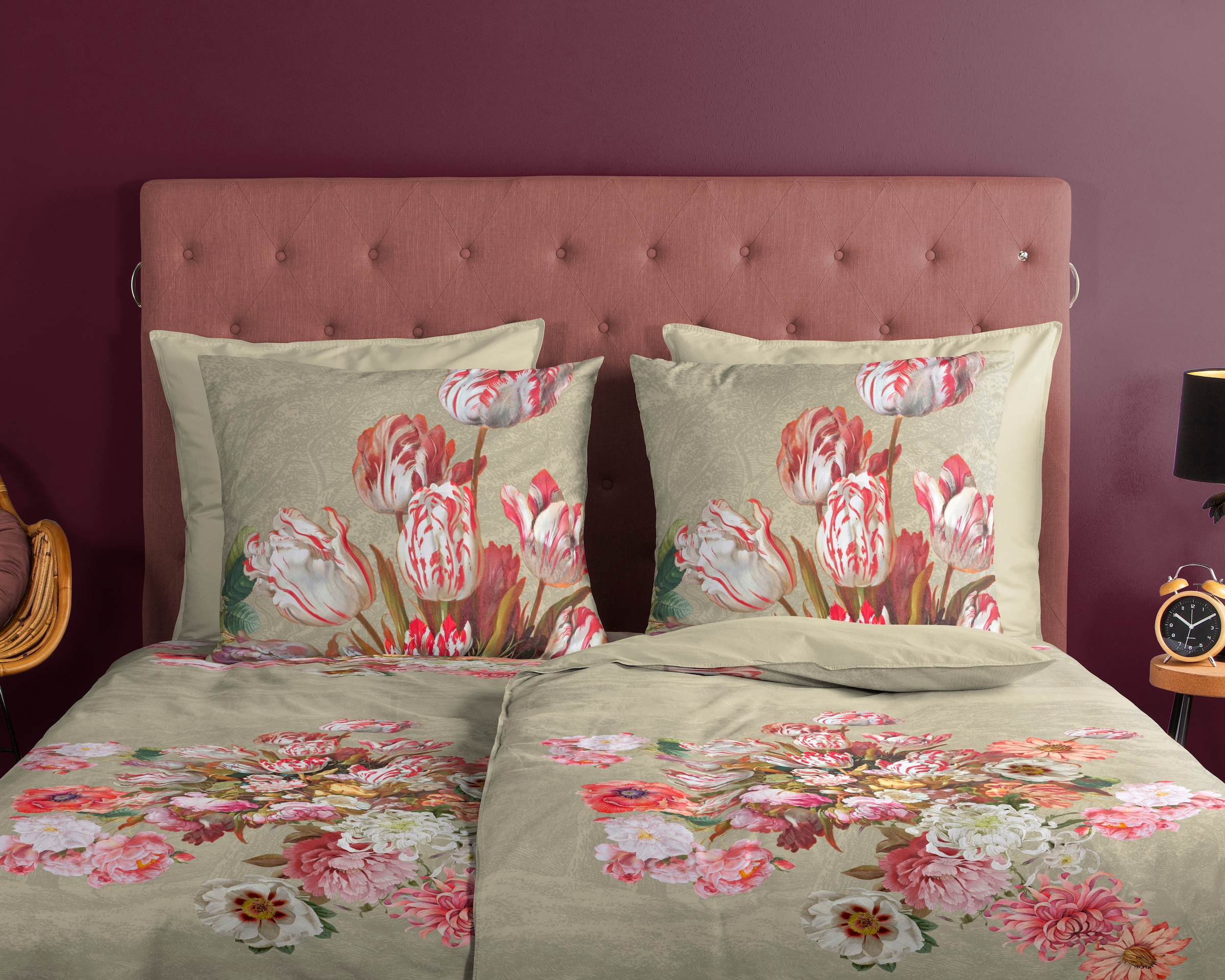 good morning Wendebettwäsche »Miran«, Baumwolle, 135x200, 2 Teilig, Reißverschluss, Wendeoptik, Blumen