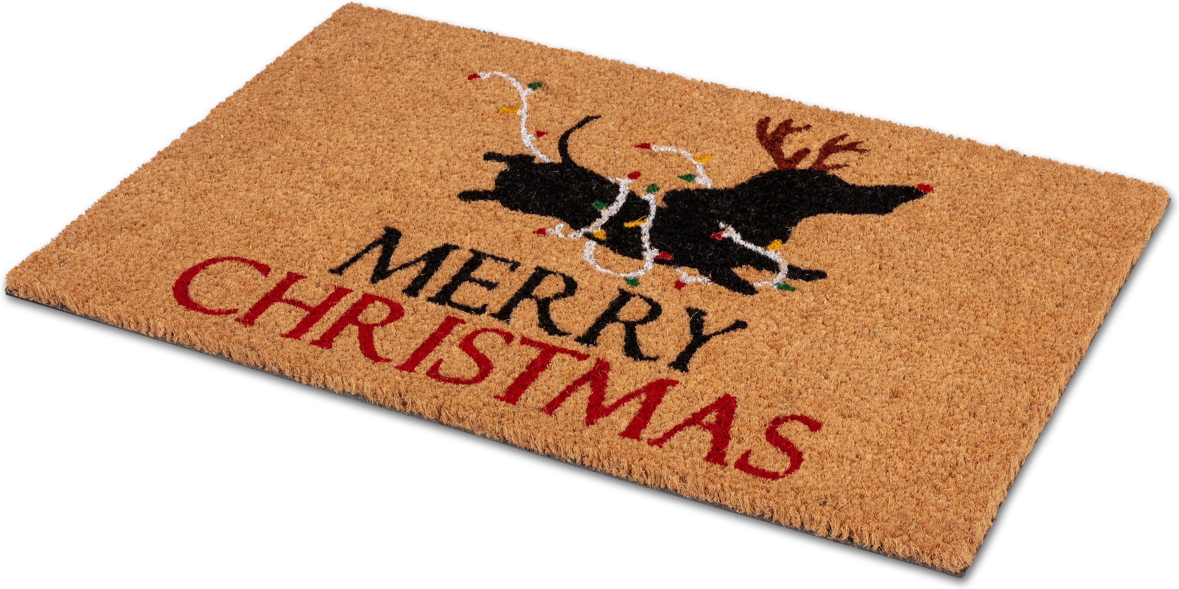 ASTRA Fußmatte "Kokosvelours Dackel xmas 40c60" rechteckig 1,4 mm Höhe Kokos, Natürliches Material, Hund, Weihnachten