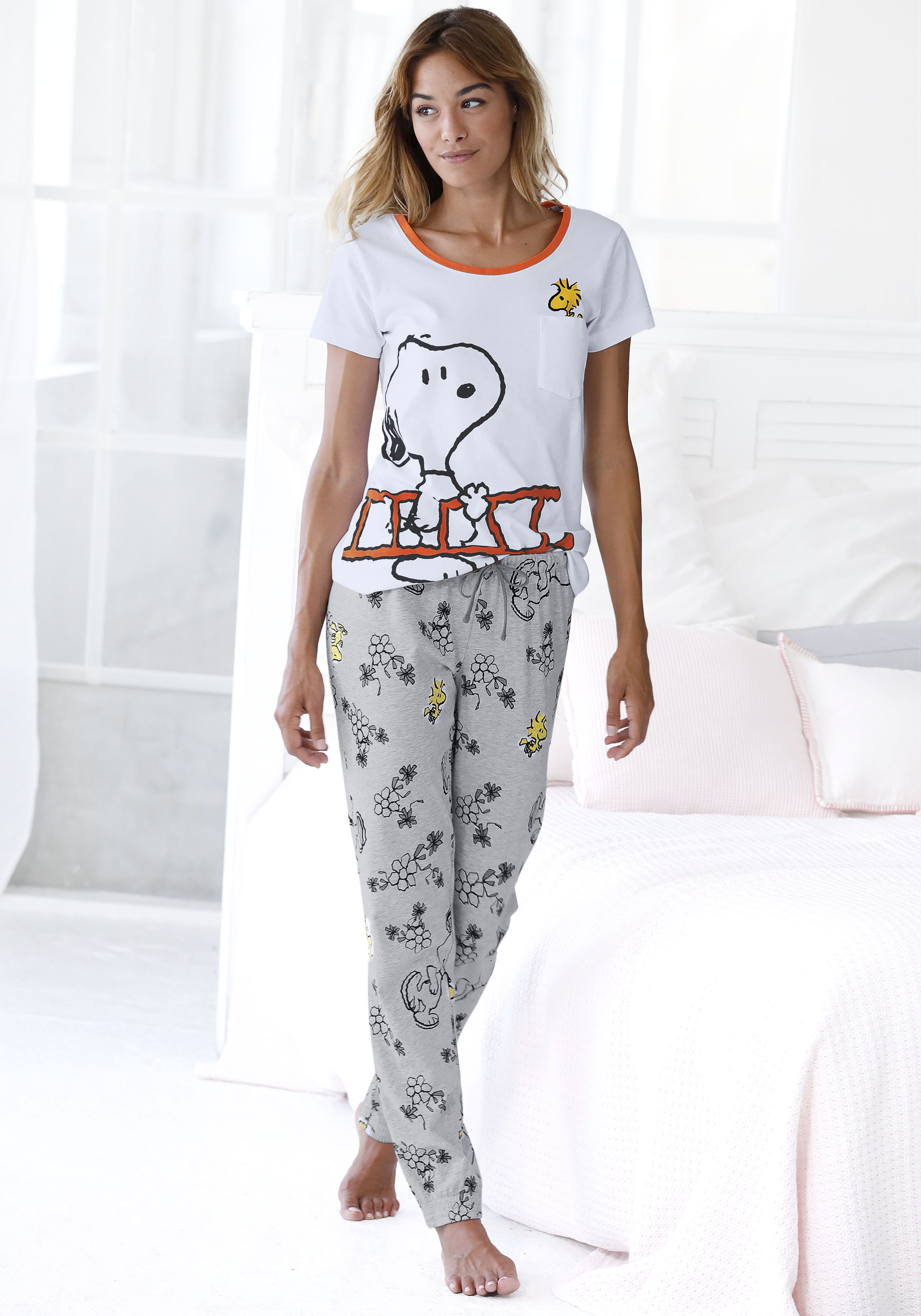Peanuts Pyjama Set, 2 tlg. mit Snoopy und Woodstock Druck
