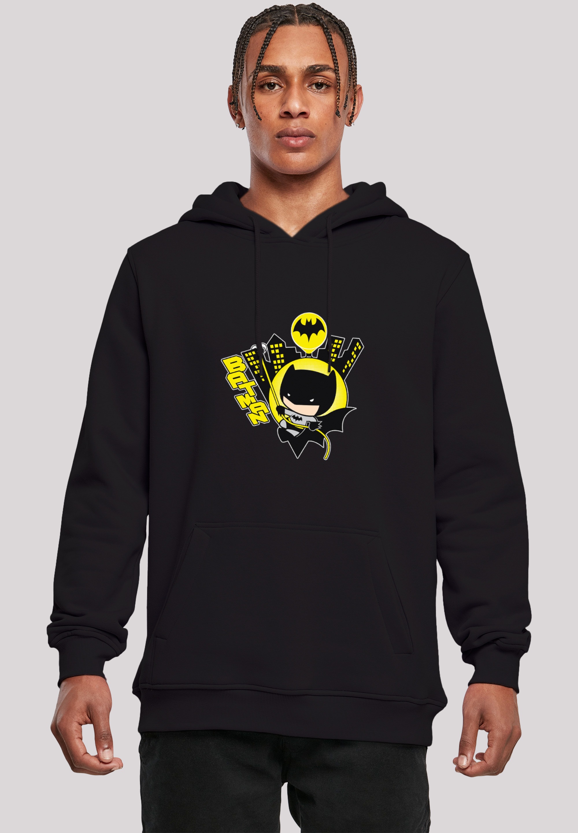F4NT4STIC Sweatshirt »F4NT4STIC Herren Chibi Batman Swinging with Fitted heavy hoody«, (1 tlg.)