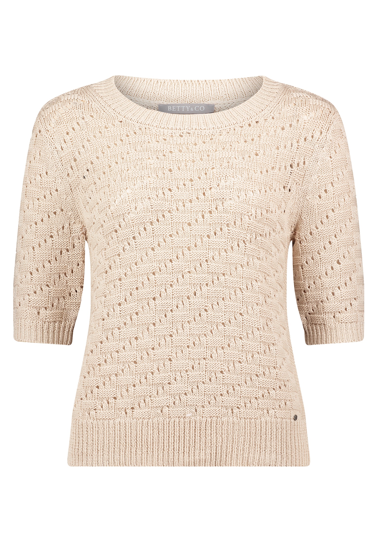 Betty&Co Kurzarmshirt »Betty & Co Strickpullover mit Rundhalsausschnitt«, (1 tlg.), Struktur