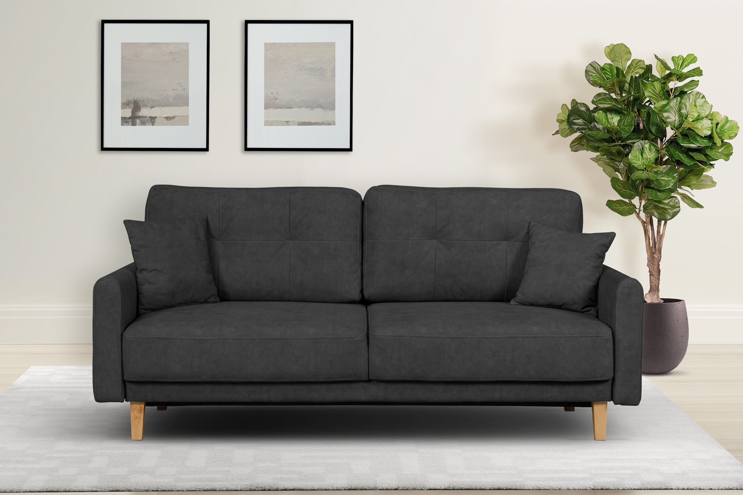 OTTO home 2-Sitzer "TRIPLO mit Wellenunterfederung, Maße B/T/H: 165/100/89 cm" Sofa mit Steppung im Rückenbereich, incl. Rückenkissen und Zierkissen