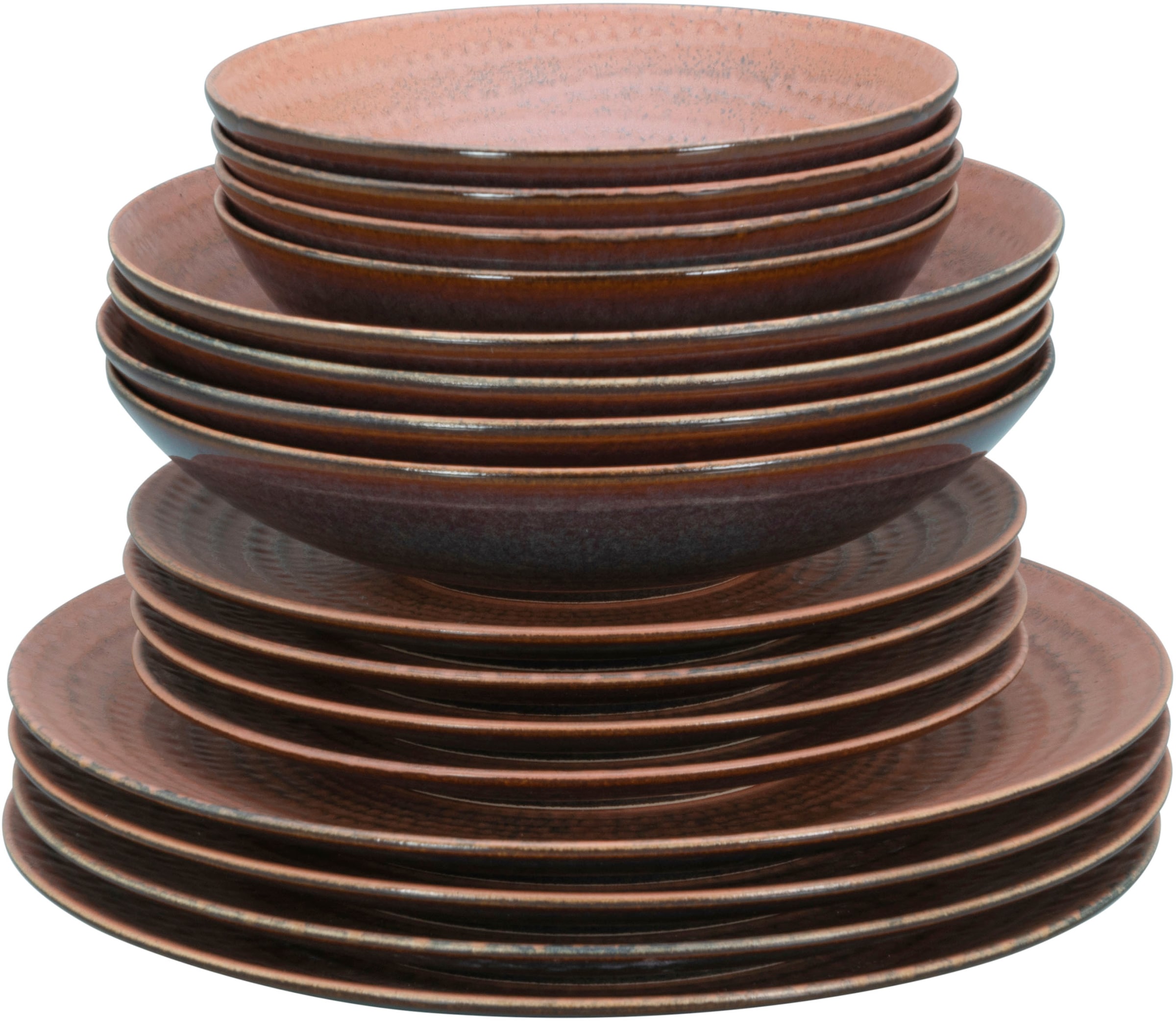 CreaTable Teller-Set »Neapel, Service 16-tlg.« Teller Set, Edles Tellerset, Vulkanoptik
