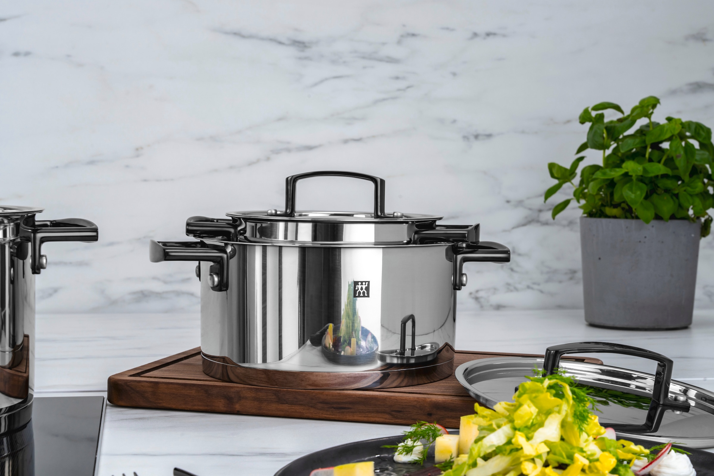 Zwilling Topf-Set »Bellasera«, Edelstahl 18/10, (Set, 5 tlg.), 18/10 Edelstahl, Rostfrei, 5-tlg. Induktion, Silberfarben