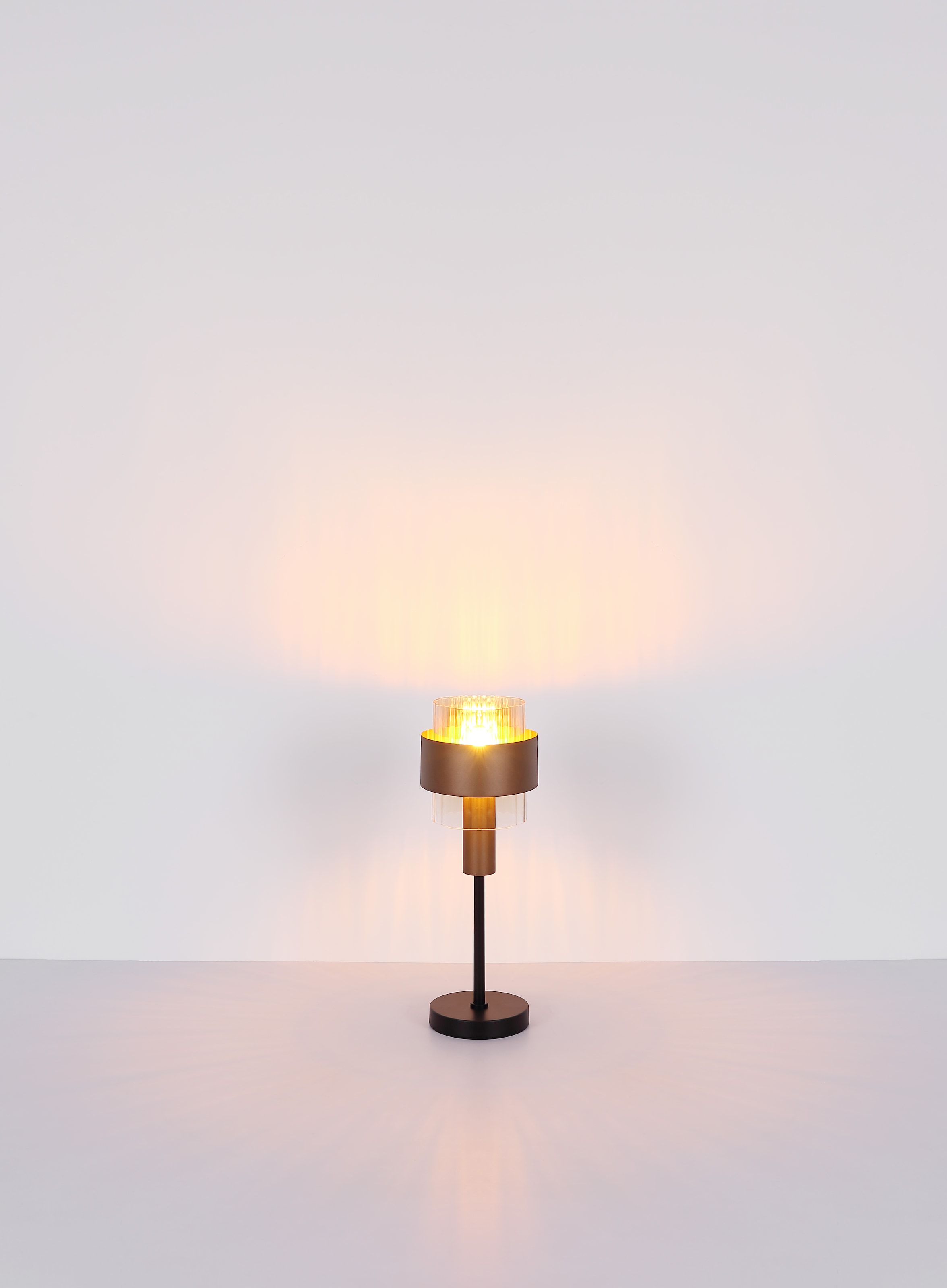 GLOBO LIGHTING Tischleuchte »MILLEY« E27 1 Stk. Tischlampe Glas amber bronzefarben ø: 185mm, H: 470mm Schlafzimmer