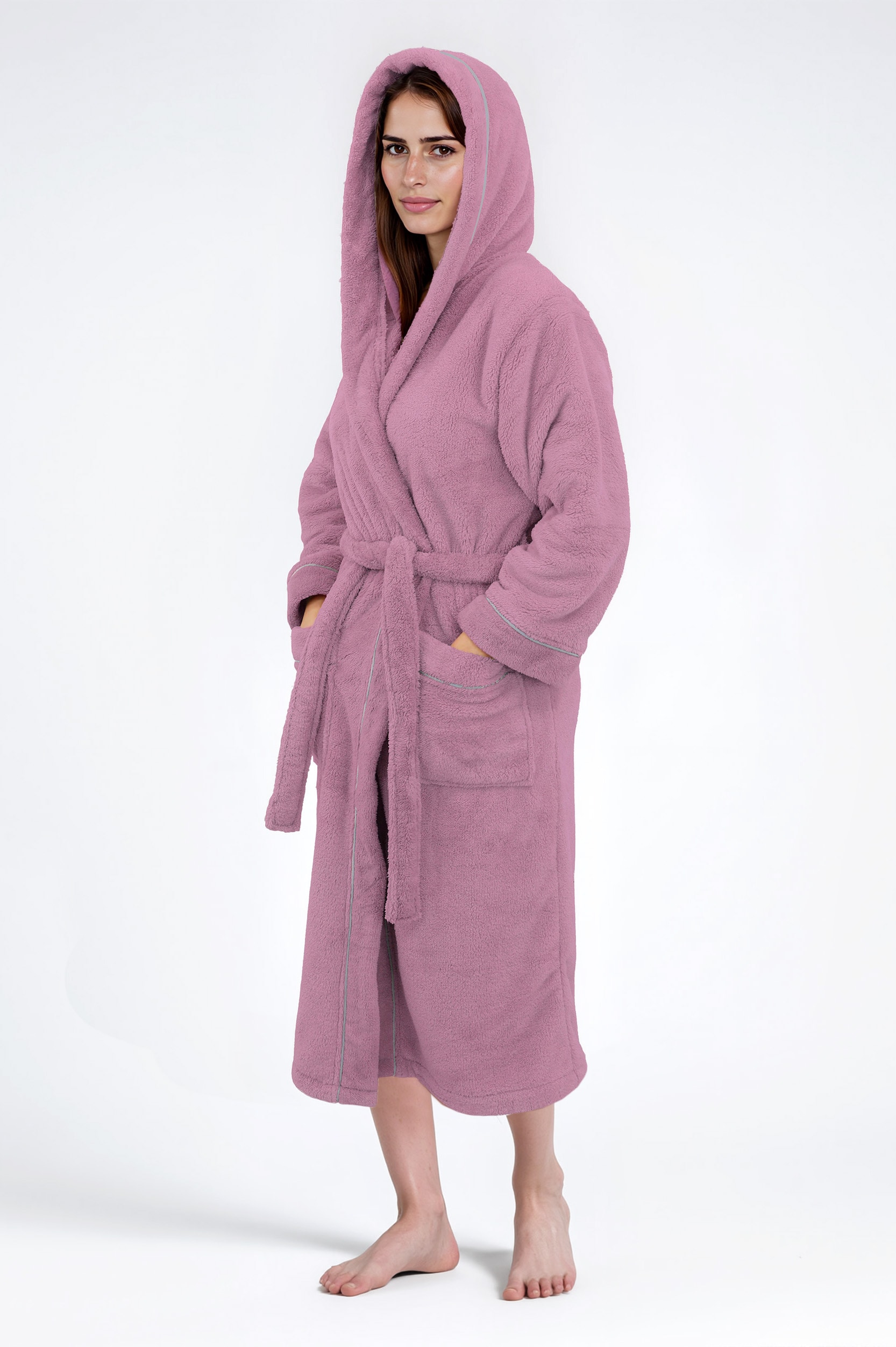 my home Unisex-Bademantel »Lillou, ideal für Sauna & Spa, Hotelbademantel, Morgenmantel«, (1 St.), kuschelig weicher Fleece, für Damen und Herren, XS-3XL