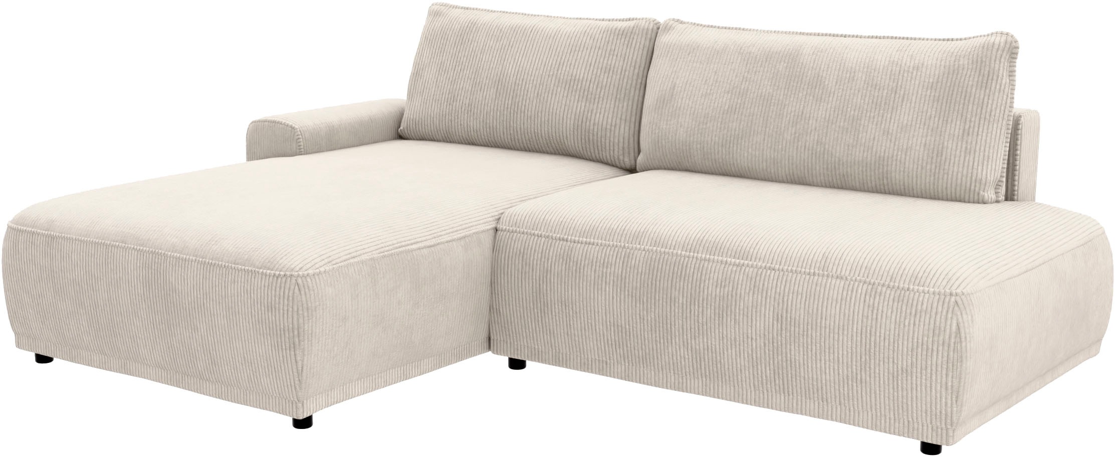 TRENDMANUFAKTUR Ecksofa »Fordon II, Schlafsofa mit Bettkasten, Couch in L-Form, Breite 250 cm«, in Cordstoff HYPER, cream, Armlehne links