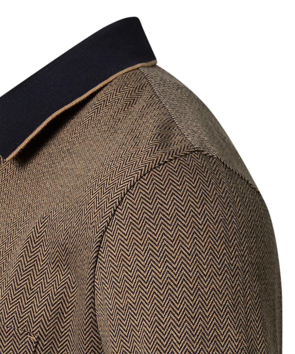 Pierre Cardin Langarm-Poloshirt, mit Fischgratmuster