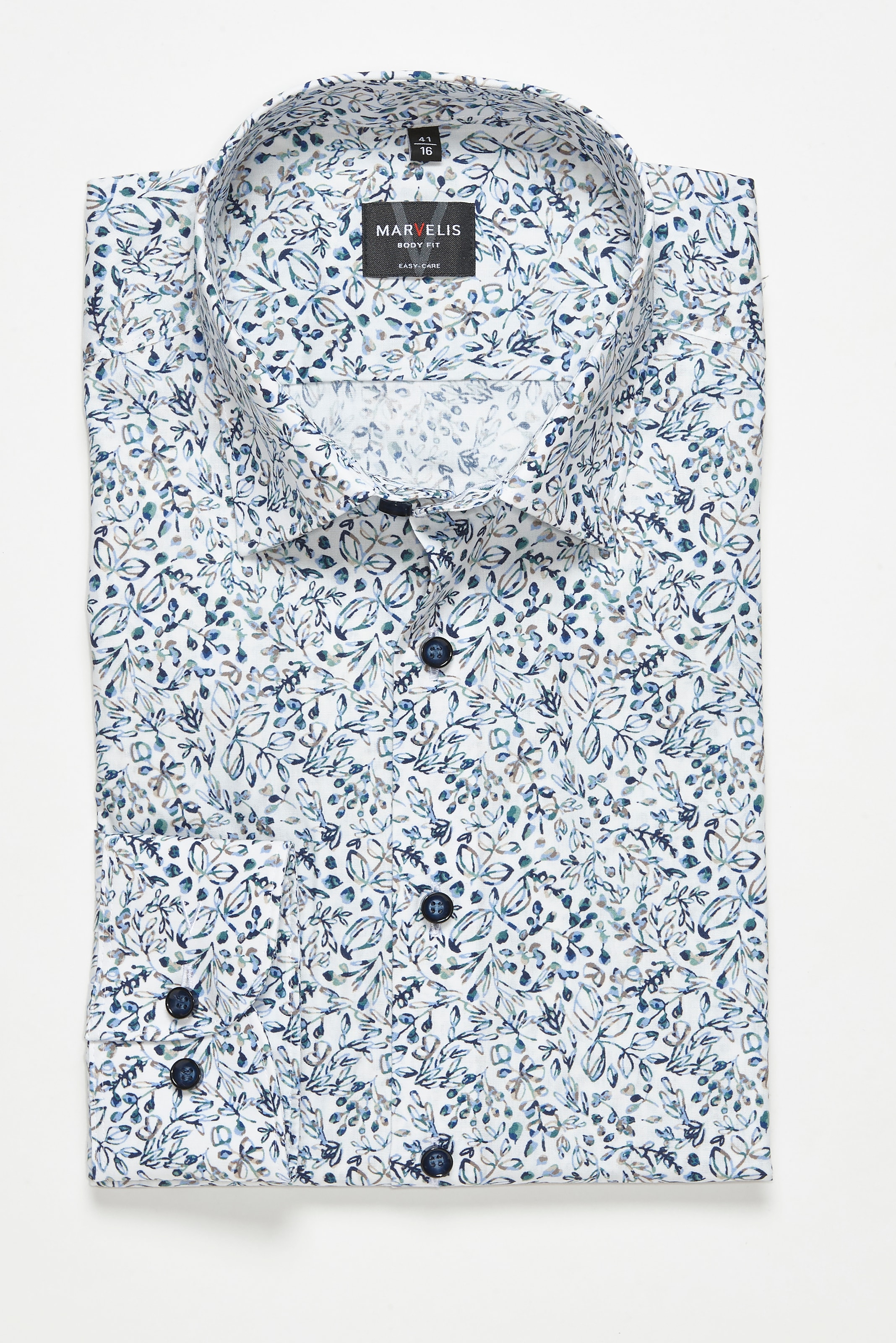 MARVELIS Langarmhemd New York Kentkragen, floraler Print, body fit günstig online kaufen