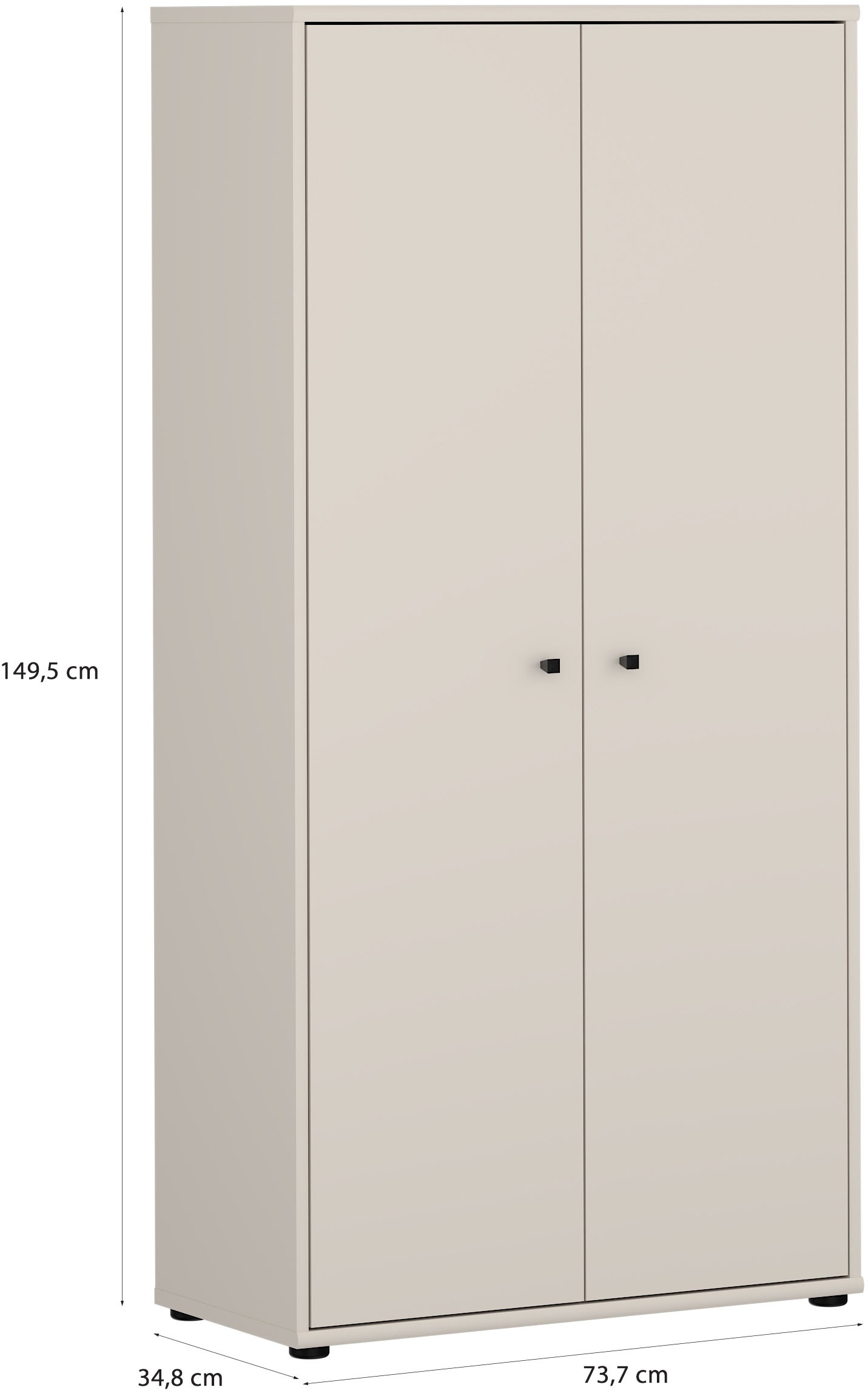 FORTE Schuhschrank »Tempra, Mehrzweckschrank, 2 Türen, Einlegeböden, Höhe 149,5,5 cm« B/H/T 73,7/149,5/34,8 cm