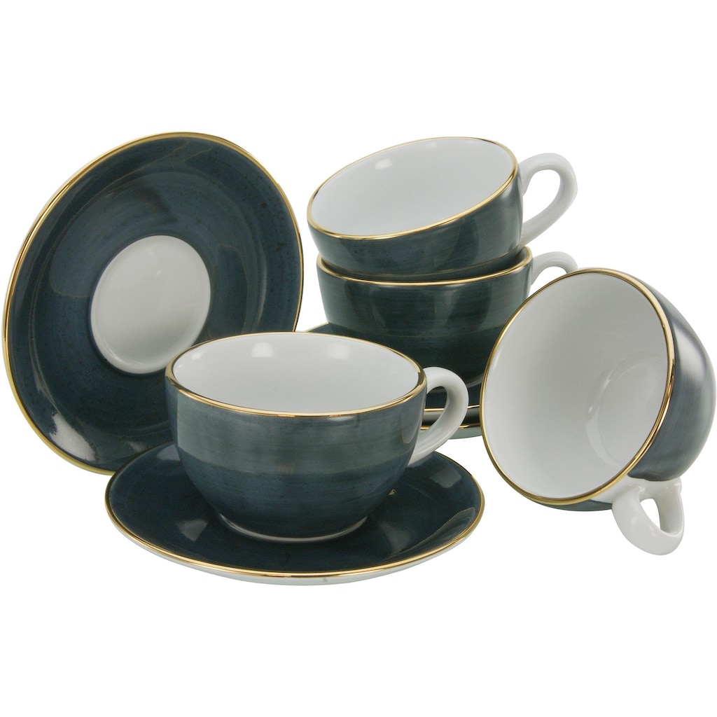 Guido Maria Kretschmer Home&Living Cappuccinotasse »Kaffeetasse Glamour«, (Set, 8 tlg.), Tassen Set, 4 Tassen, 4 Untertassen, handgemalt