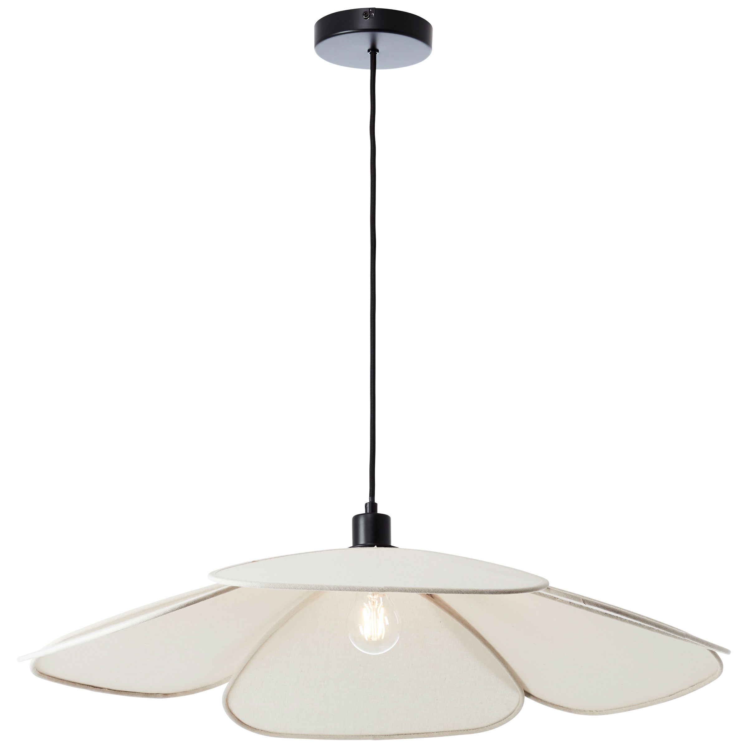 Brilliant Pendelleuchte »Capucine« E27 1 Stk. Hängeleuchte mit blütenförmigem Schirm, 77 cm, E27, Textil, beige