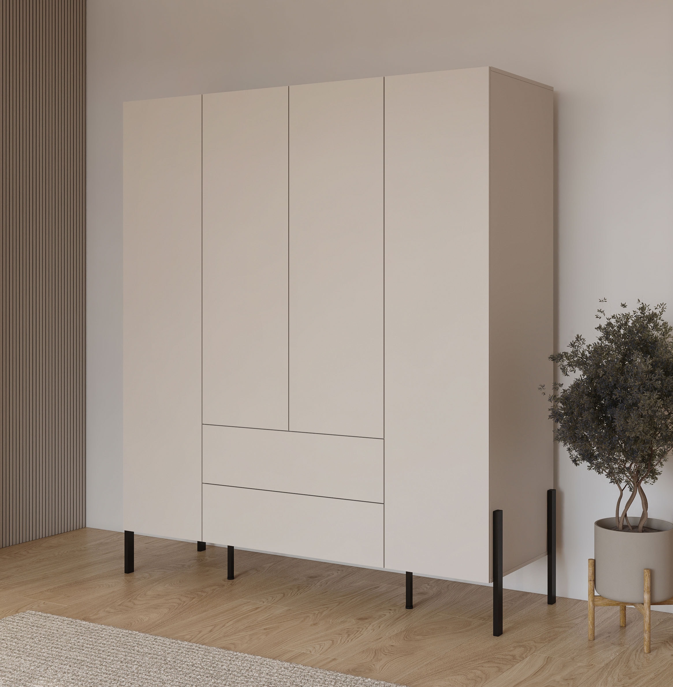 Home affaire Drehtürenschrank "Jukon, moderner Kleiderschrank mit Metallfüß günstig online kaufen