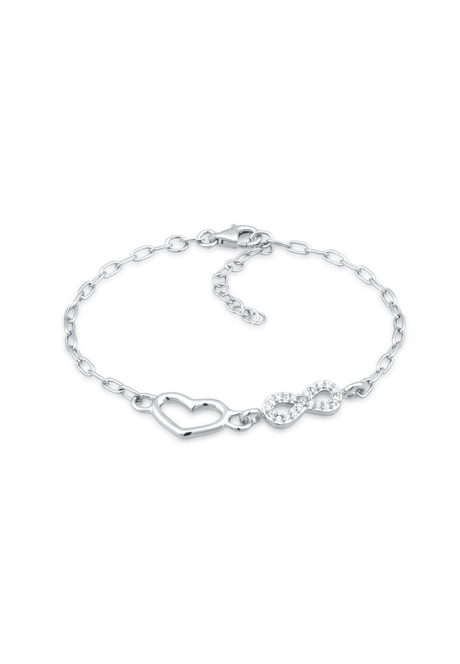 ELLI Damen Armkette "Armband Herz Infinity Glas Kristalle 925 Sterling Silber", Silber 925 (Sterlingsilber), silber, Silber 925 (Sterlingsilber),