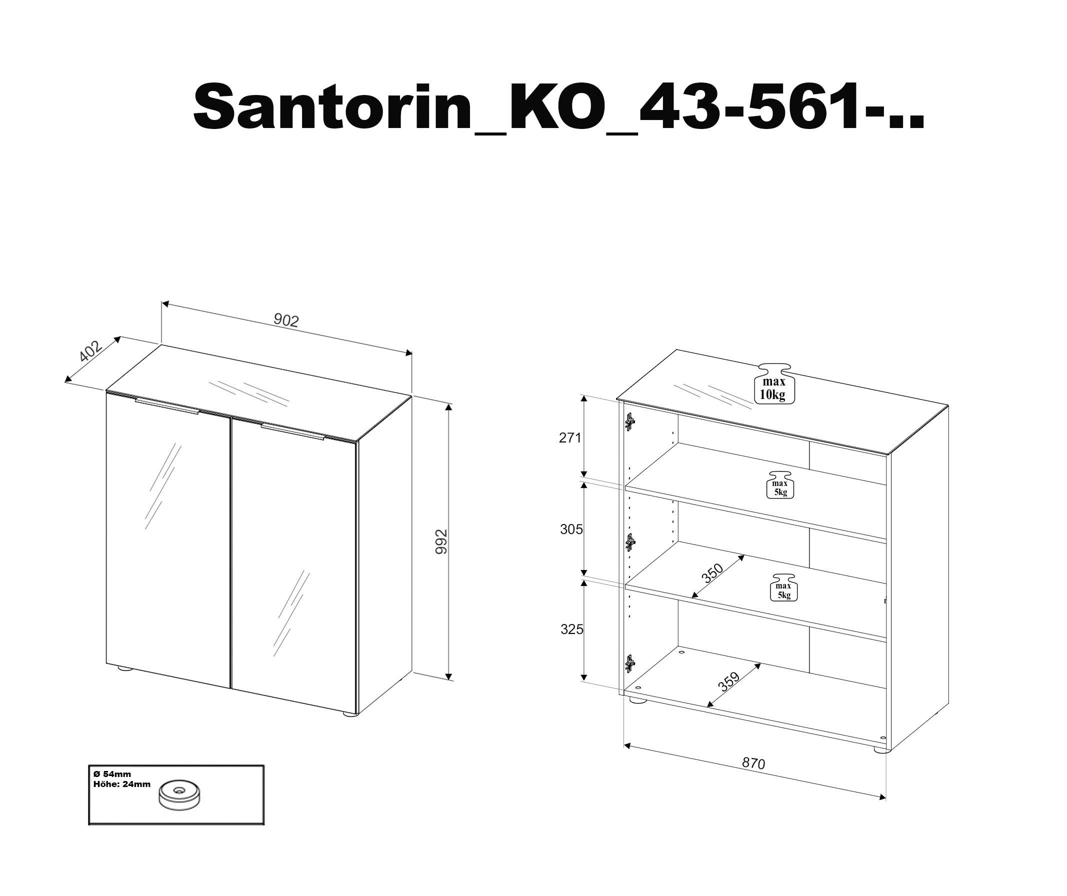 HBZ Kommode »Santorin, BxHxT 90x99x40 cm«, (1 St.), Breite 90cm, Softclose für Türen, Melaminbeschichtung