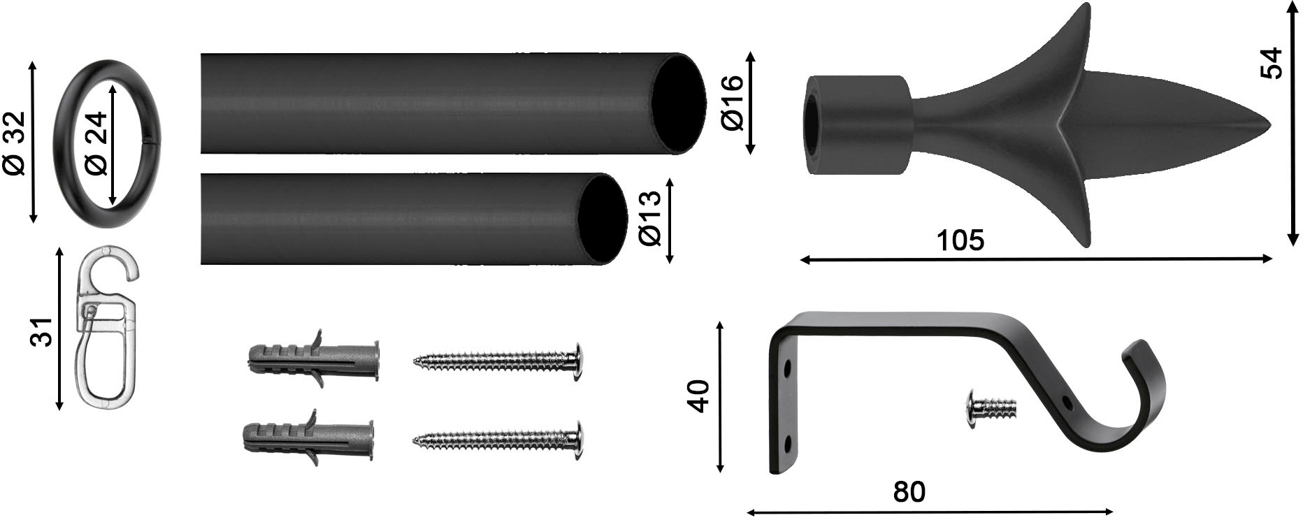 indeko Gardinenstange "Erfurt" Ø 16 mm 1 läufig-läufig ausziehbar stufenlos günstig online kaufen