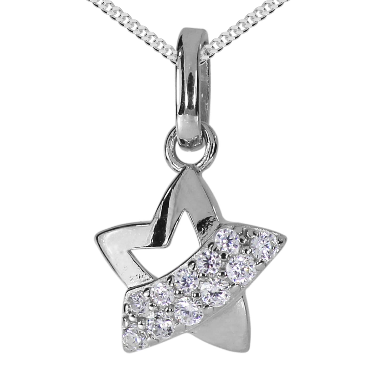Kette mit Anhänger OSTSEE-SCHMUCK "Ostsee-Schmuck Kette mit Anhänger Stern Kette mit Anhänger Stern" Gr. 50, silber, Halsketten, Damen, 50cm, Silber 925 (Sterlingsilber), L: 40 4