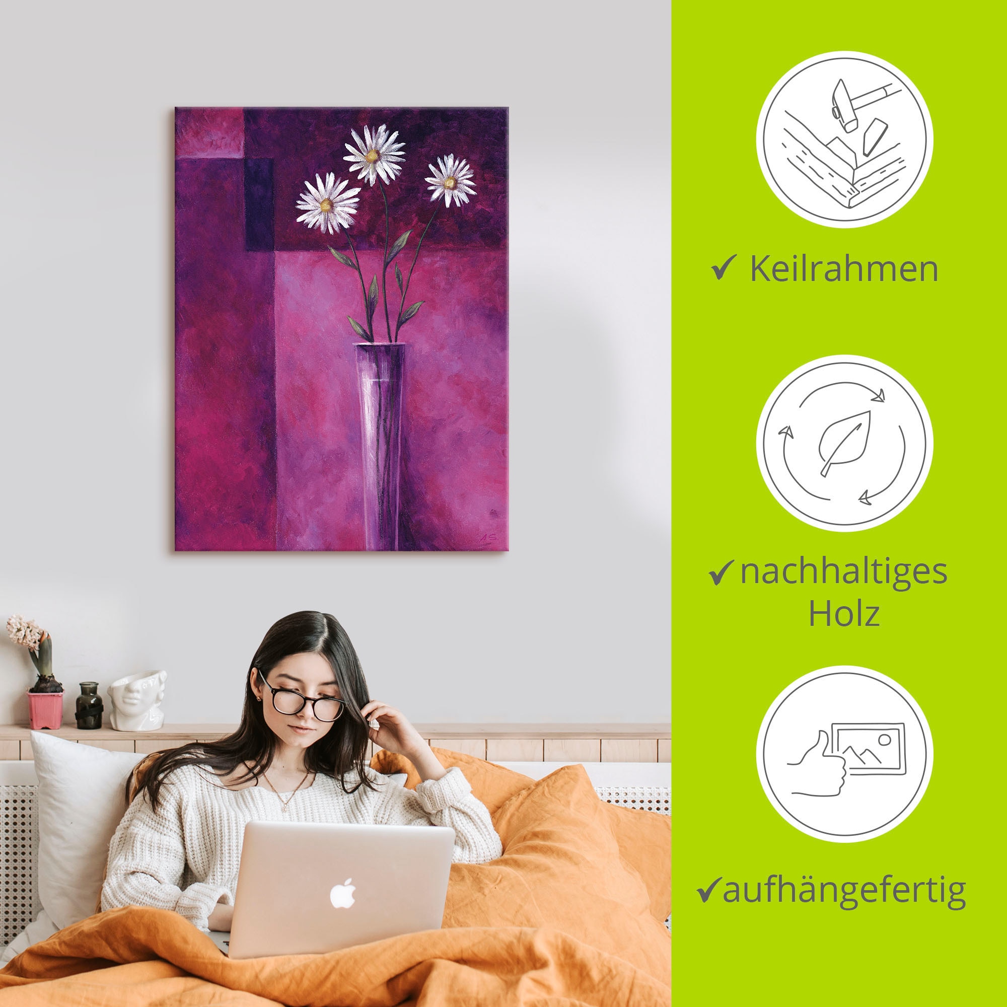 Artland Wandbild »Margeriten«, Blumen, (1 St.), als Leinwandbild in verschied. Größen